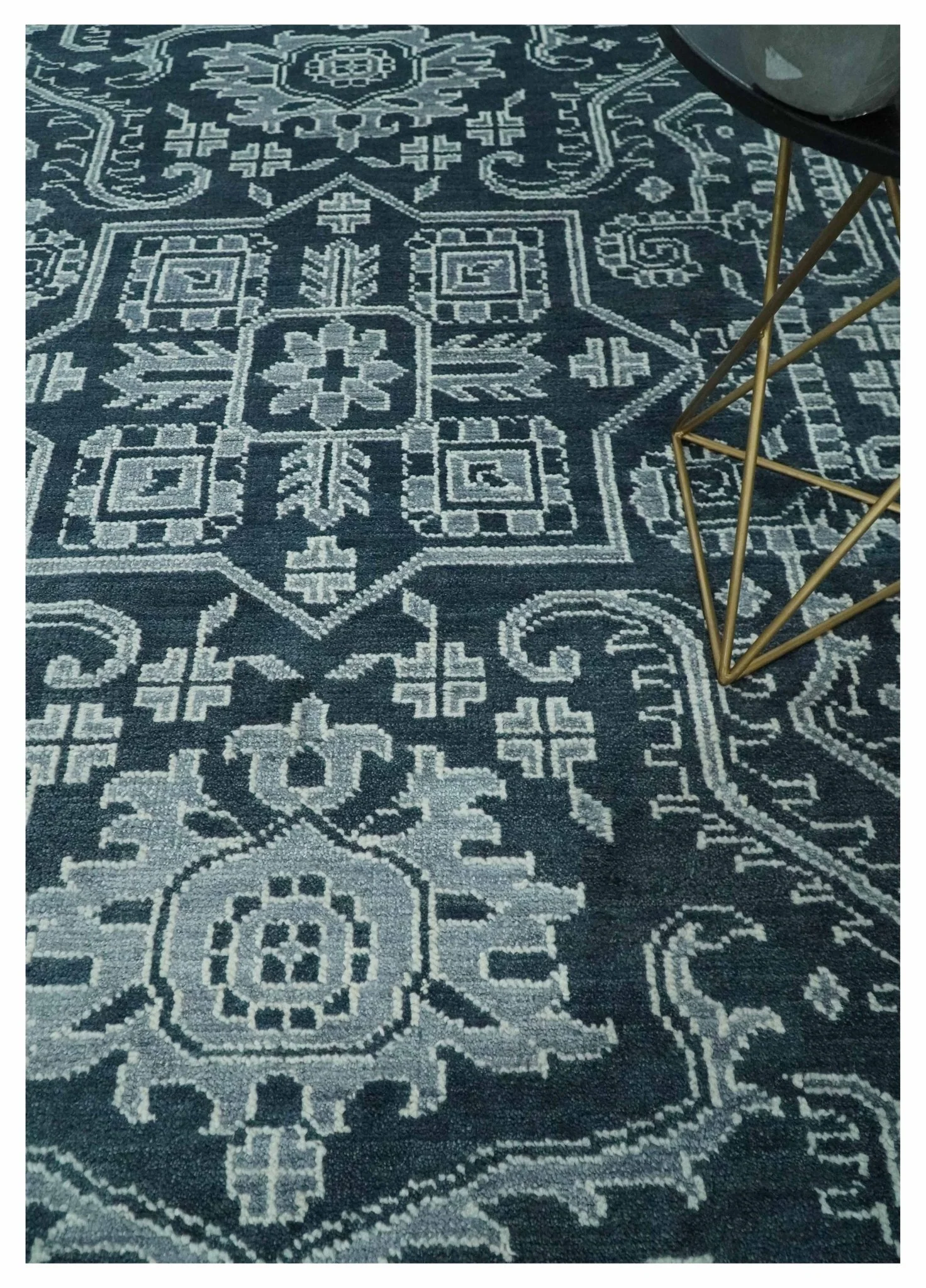 Charcoal, Gray and Silver 9x12 Hand Knotted Traditional Persian Oushak Wool Rug, Accent Rug | TRDCP1083912 - Image 2