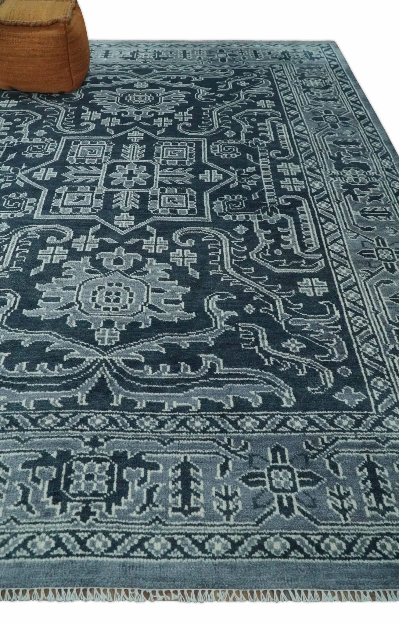 Charcoal, Gray and Silver 9x12 Hand Knotted Traditional Persian Oushak Wool Rug, Accent Rug | TRDCP1083912 - Image 3