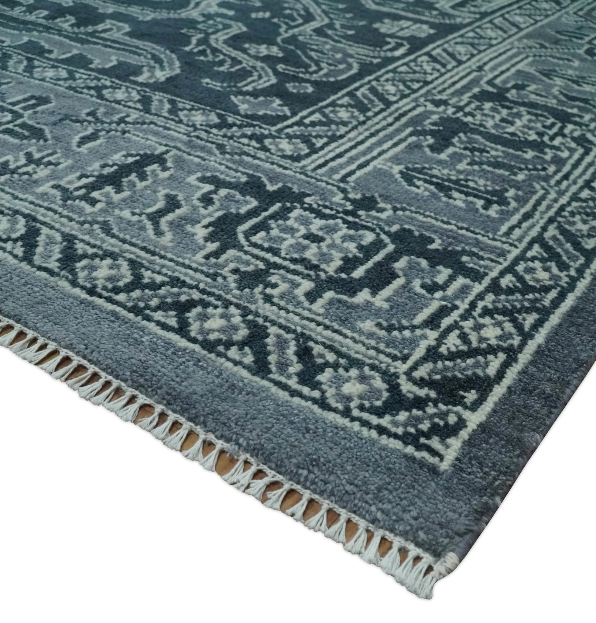 Charcoal, Gray and Silver 9x12 Hand Knotted Traditional Persian Oushak Wool Rug, Accent Rug | TRDCP1083912 - Image 5