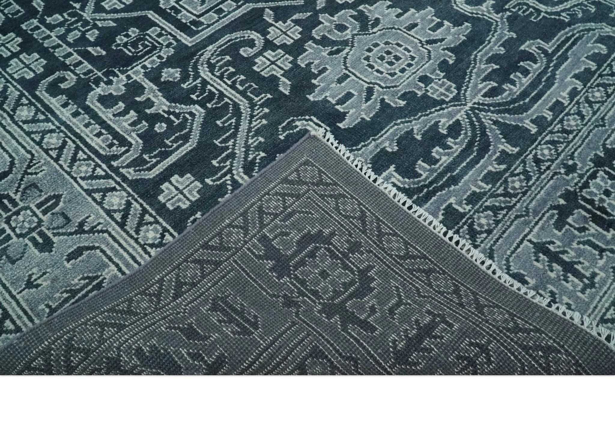 Charcoal, Gray and Silver 9x12 Hand Knotted Traditional Persian Oushak Wool Rug, Accent Rug | TRDCP1083912 - Image 6