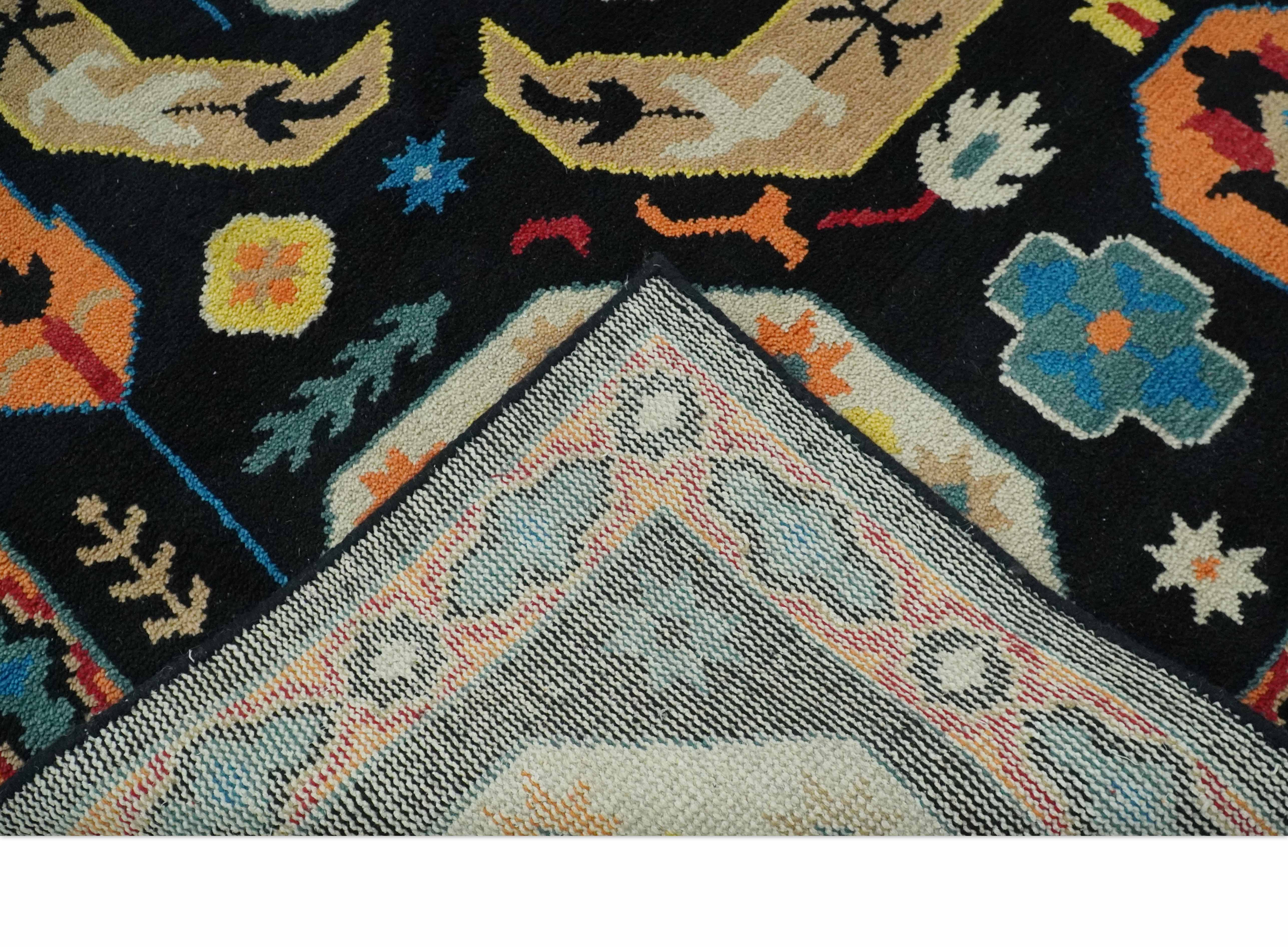 Custom Made Colorful Black, Maroon and Beige Traditional Mamluk Design wool Rug - Image 8