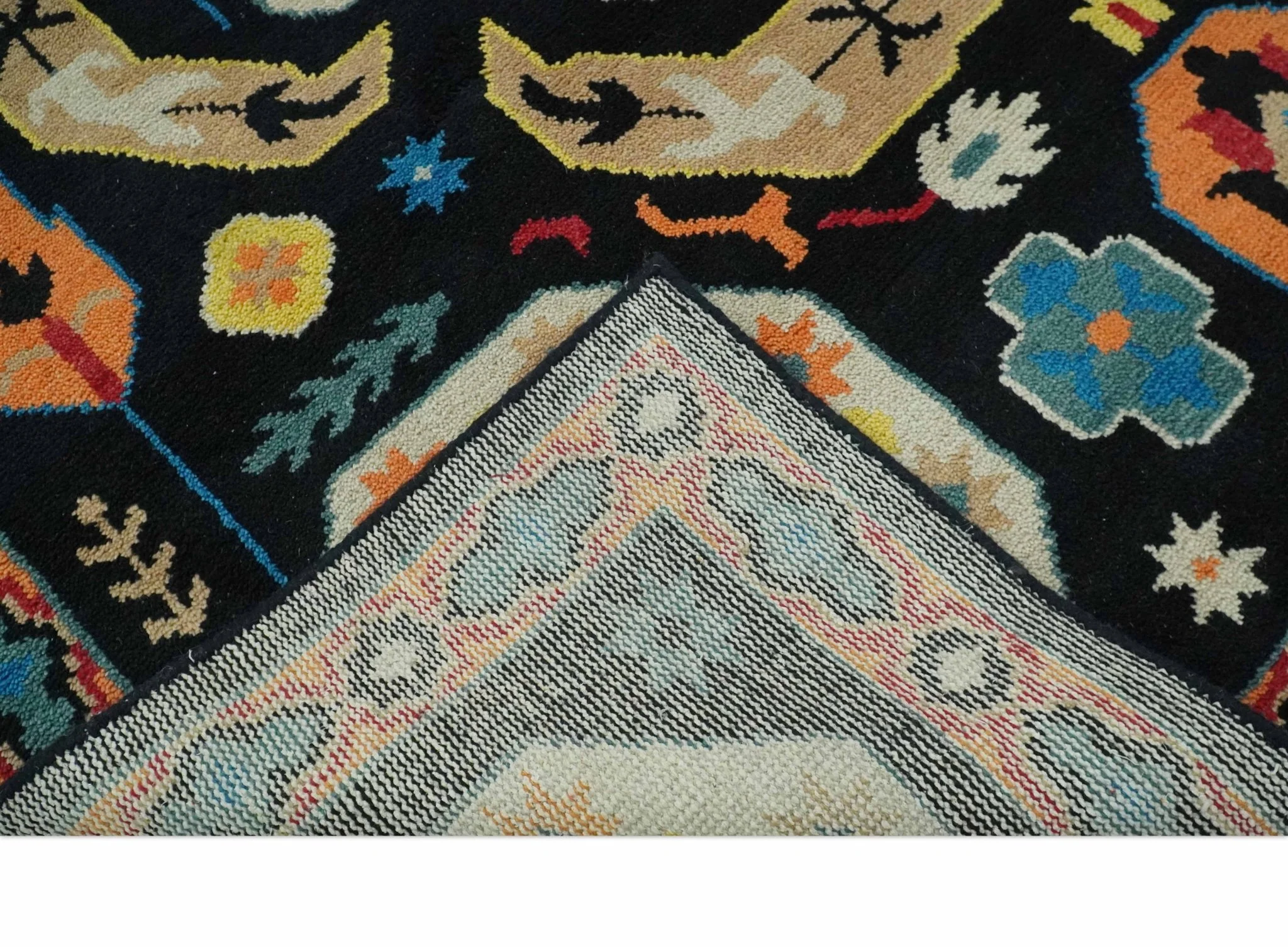 Vibrant colorful 8x10 Black, Maroon and Beige Traditional Medallion Mamluk Design wool Rug - Image 8