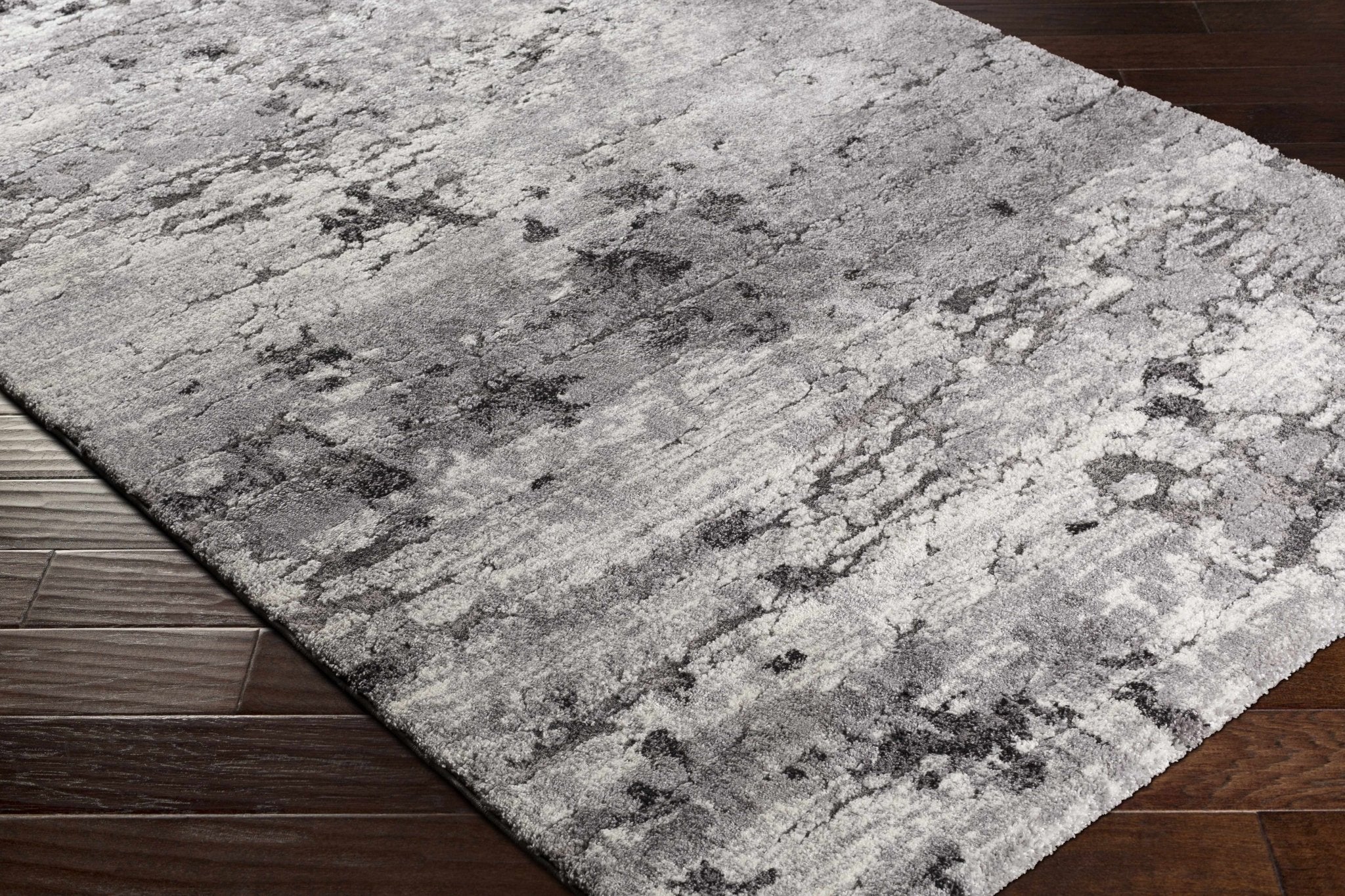 Black Modern Abstract Design Machine Woven Rug - Image 4