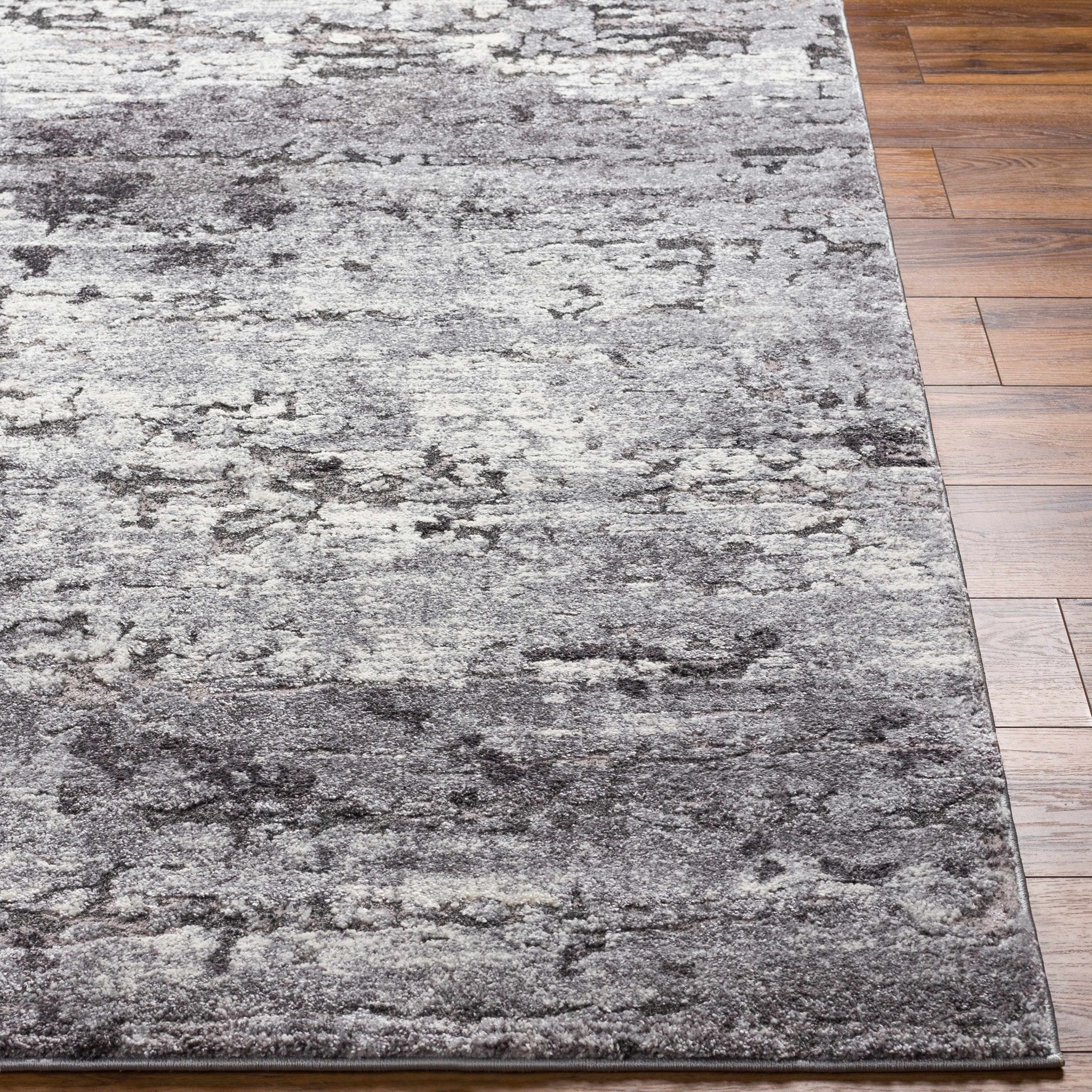 Black Modern Abstract Design Machine Woven Rug - Image 7
