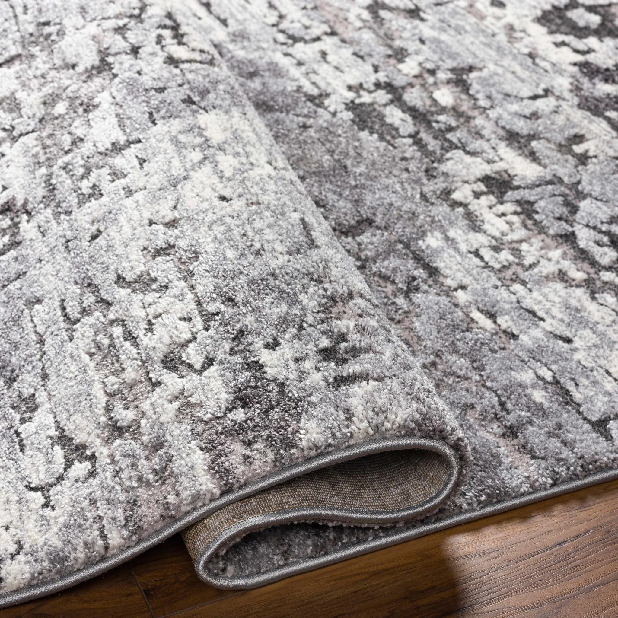 Black Modern Abstract Design Machine Woven Rug - Image 8