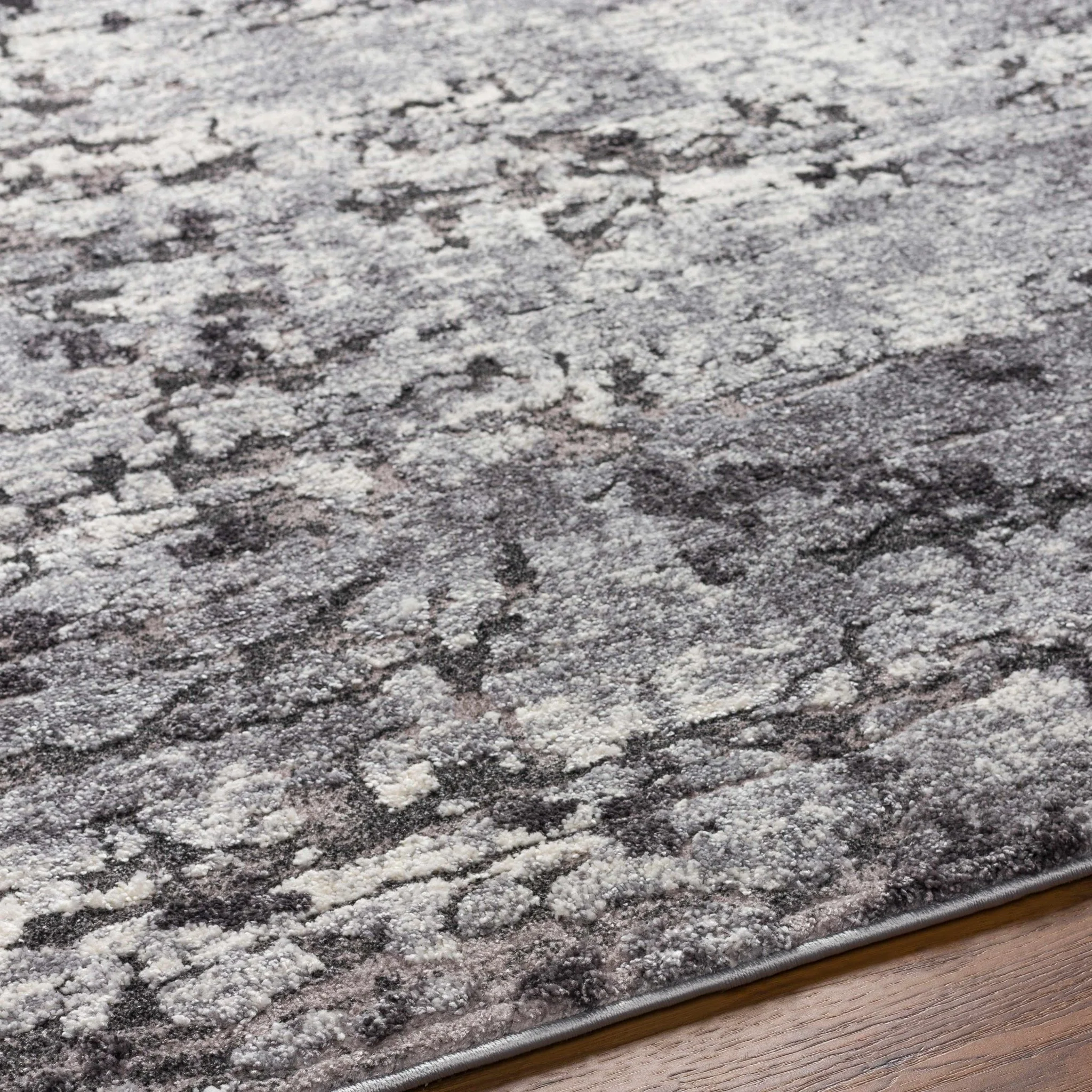 Black Modern Abstract Design Machine Woven Rug - Image 9