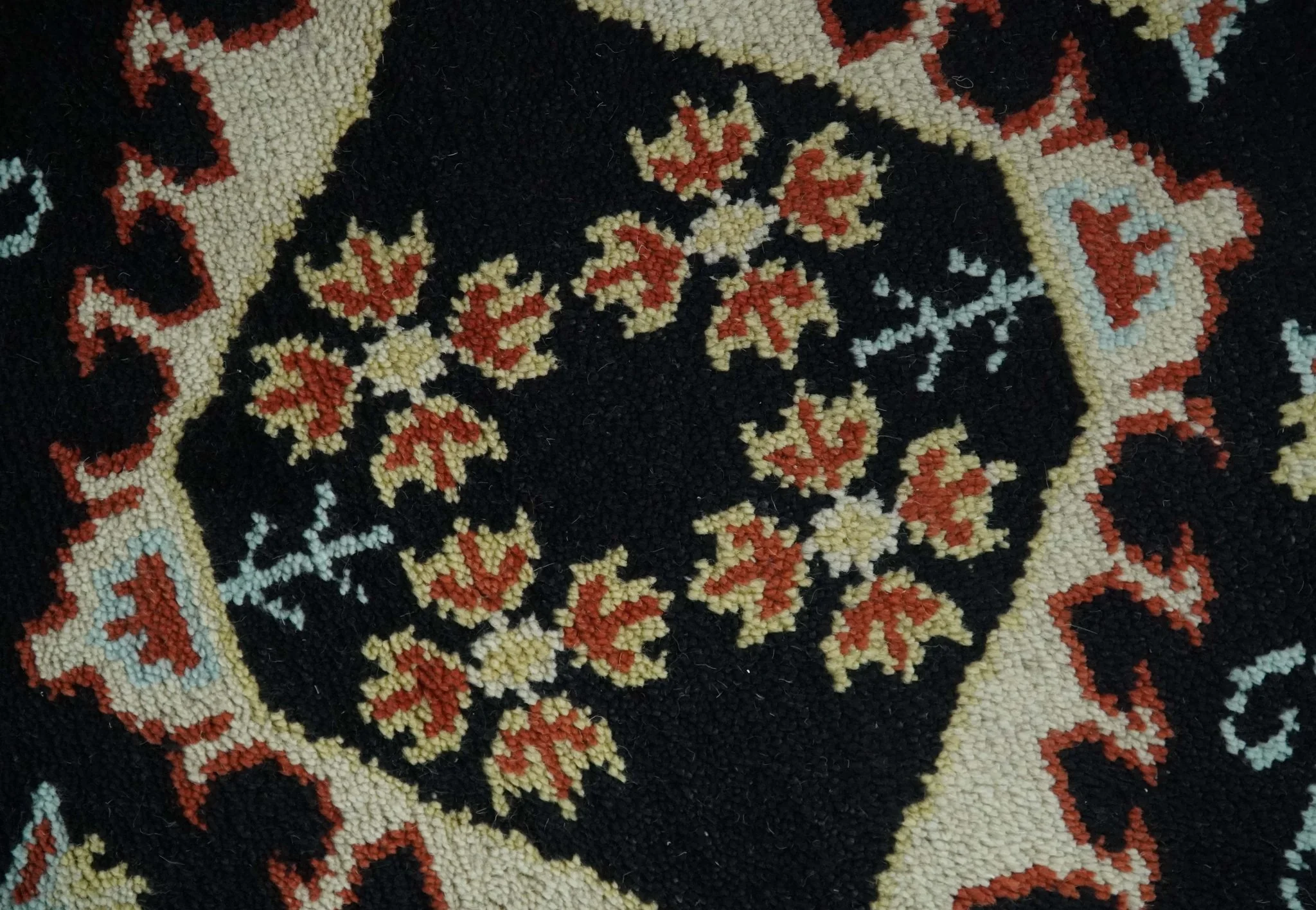 Black, Rust and Beige Traditional Oriental Hand Knotted Custom Made Wool Area Rug - Image 5
