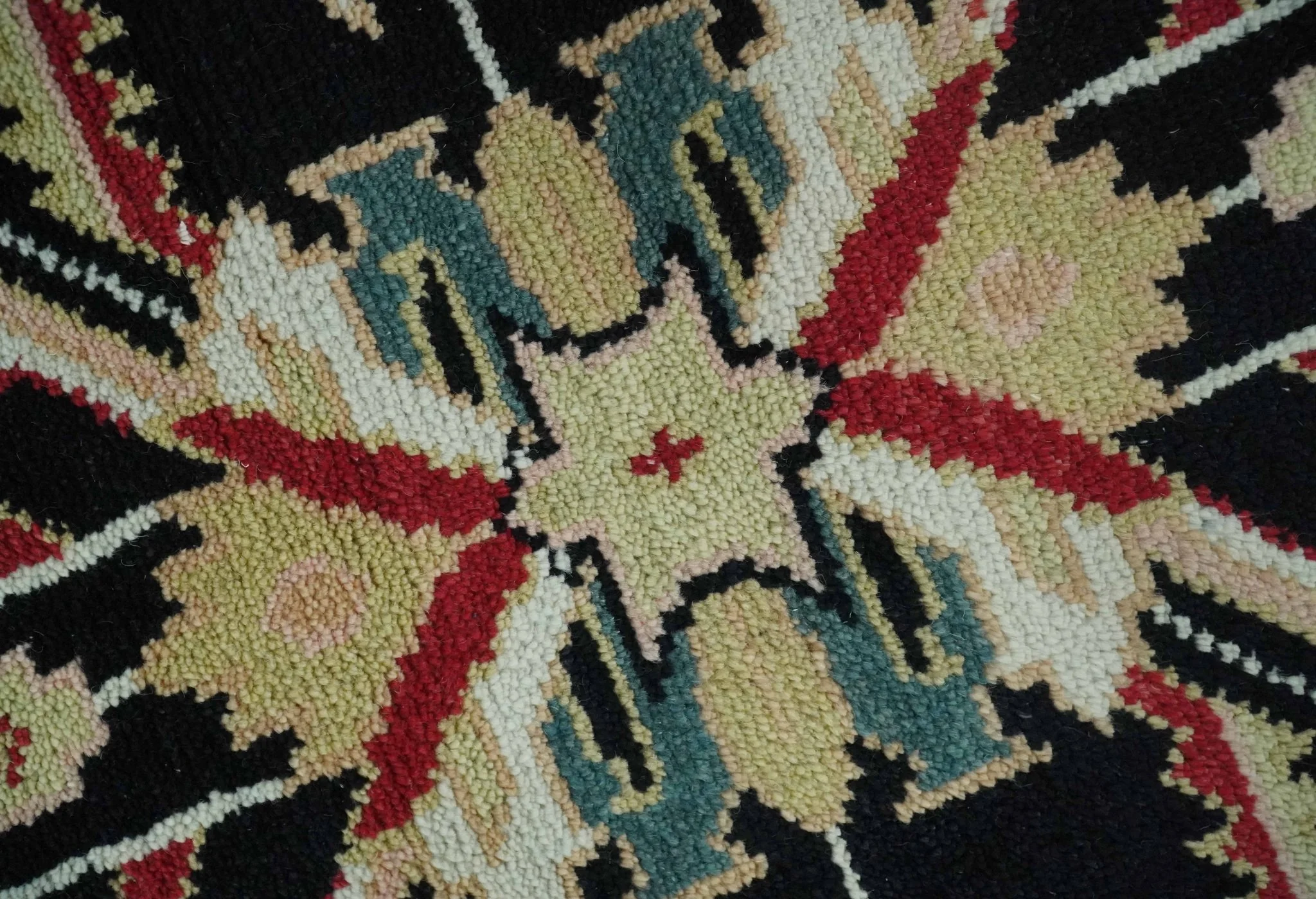 Custom Made Black, Rust, and Olive Traditional Oriental Hand Knotted Wool Area Rug - Image 5