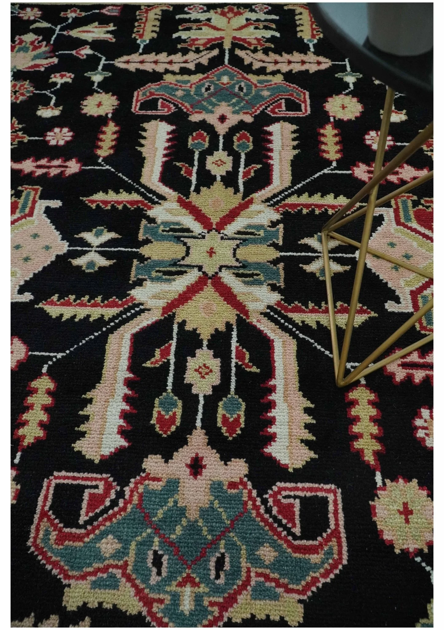 8x10 Black, Rust, and Olive Traditional Oriental Hand Knotted Wool Area Rug - Image 3