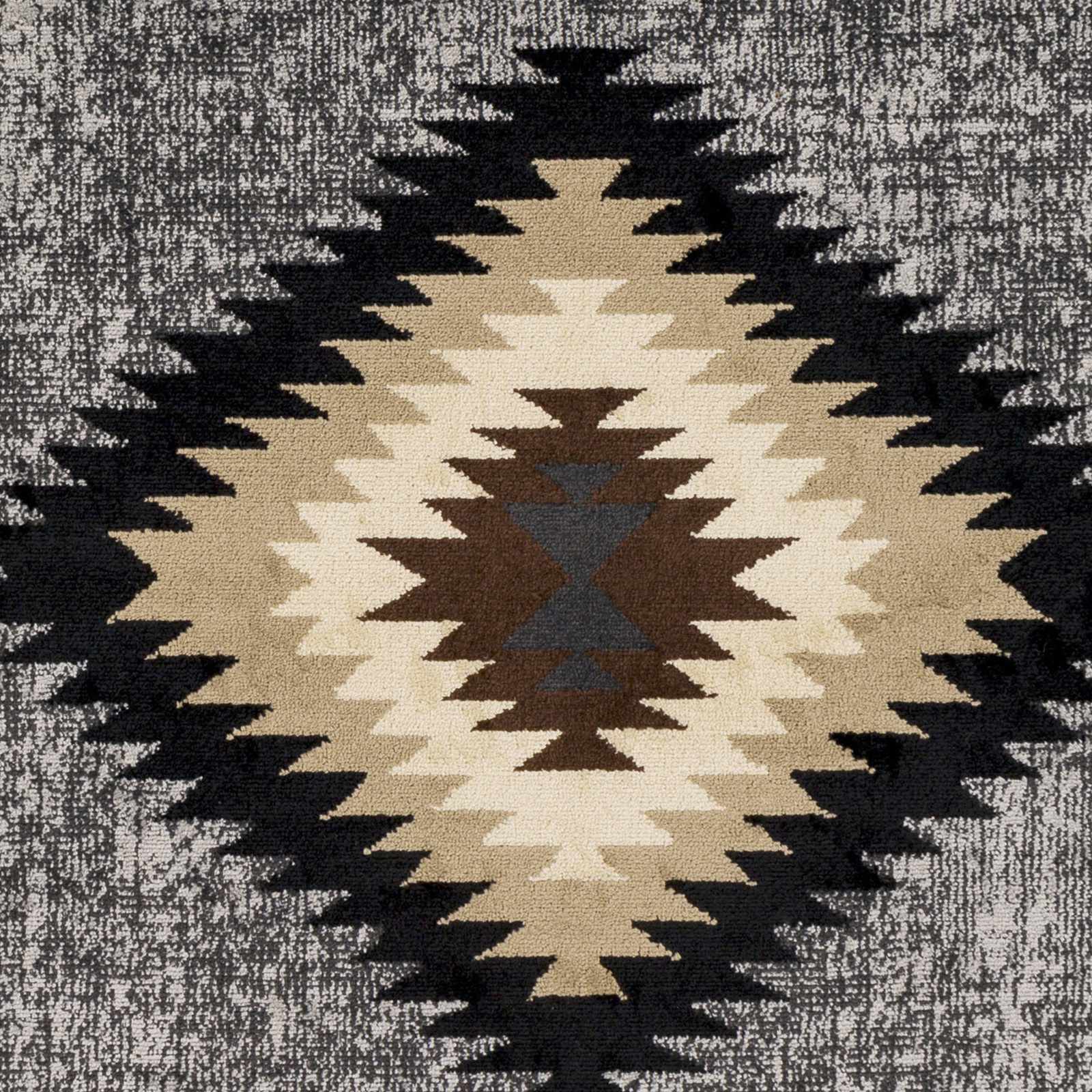 Black, Silver, Ivory and Brown Southwestern Mamluk Design Multi size Area Rug - Image 7