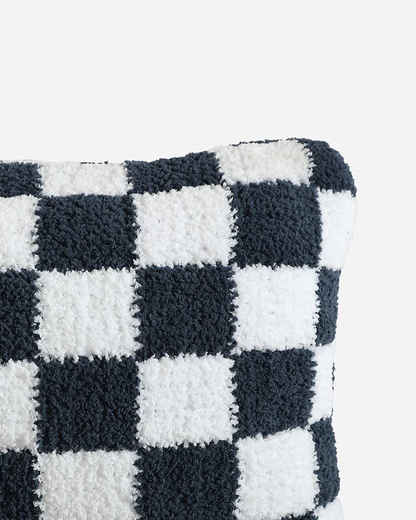 Soft and Comfy Midnight and Off-White Checkerboard Mini Pillow - Image 2