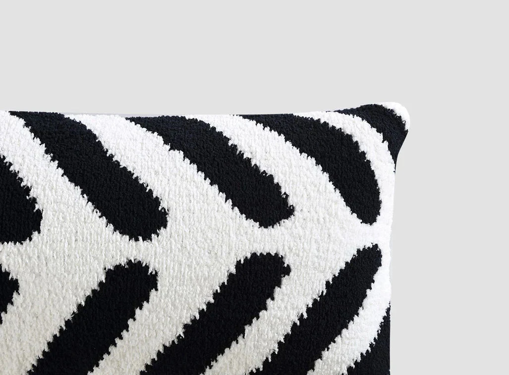 Soft And Comfy Black and White Chevron Tulum Lumbar Pillow - Image 2