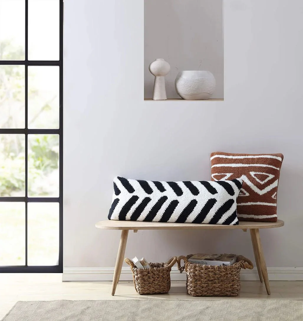 Soft And Comfy Black and White Chevron Tulum Lumbar Pillow - Image 5