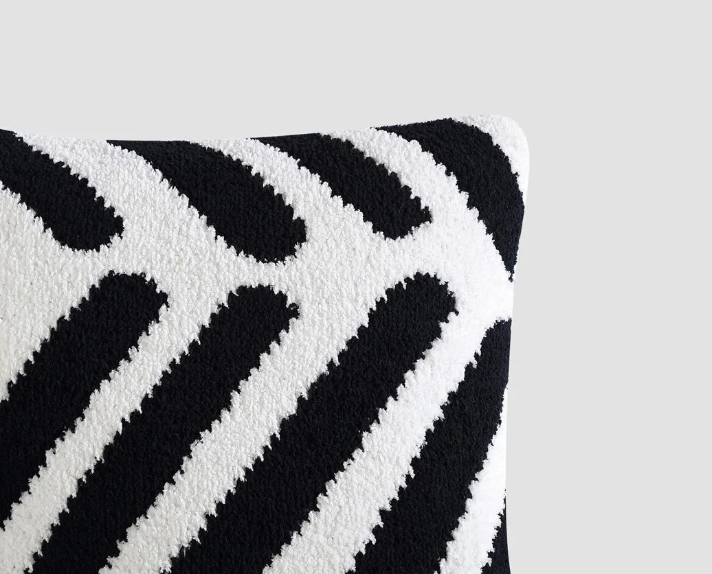 Soft And Comfy Black and White Chevron Tulum Throw Pillow - Image 2
