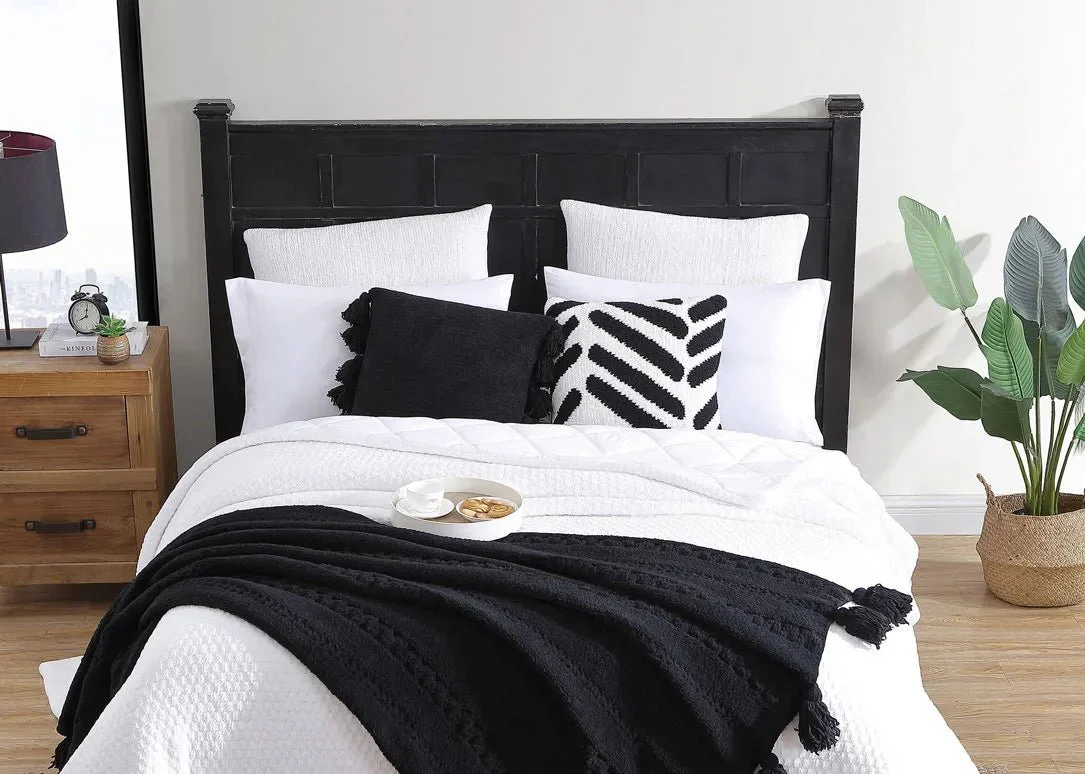 Soft And Comfy Black and White Chevron Tulum Throw Pillow - Image 4