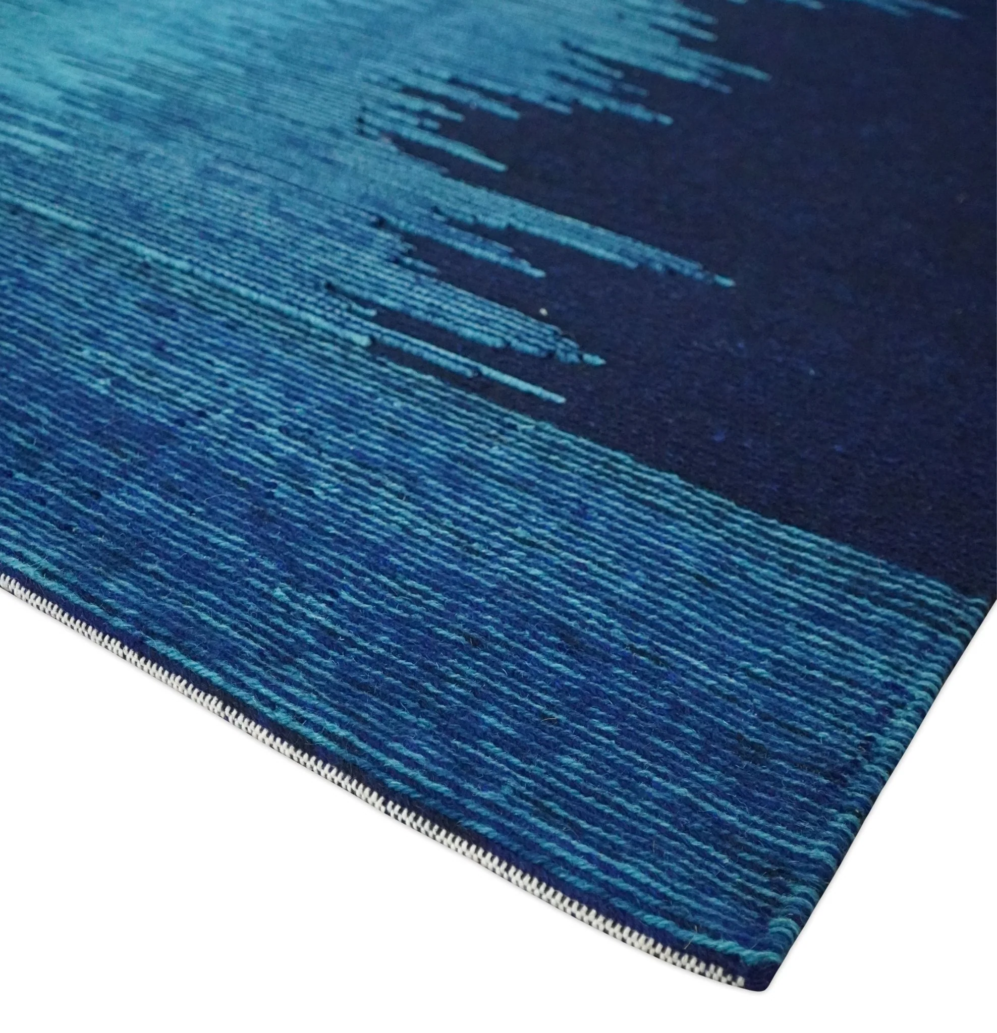 Ombre Blue 5x7 Abstract Wool Hand Knotted Southwestern Lori Rug | KNT37 - Image 5