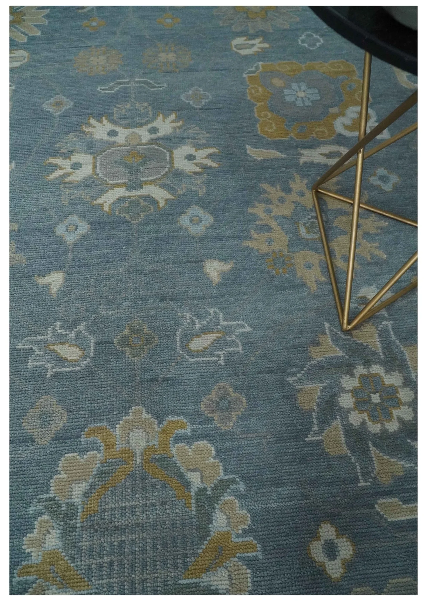 Custom Made Blue and Aqua Hand Knotted Traditional Oushak Wool Area Rug - Image 2