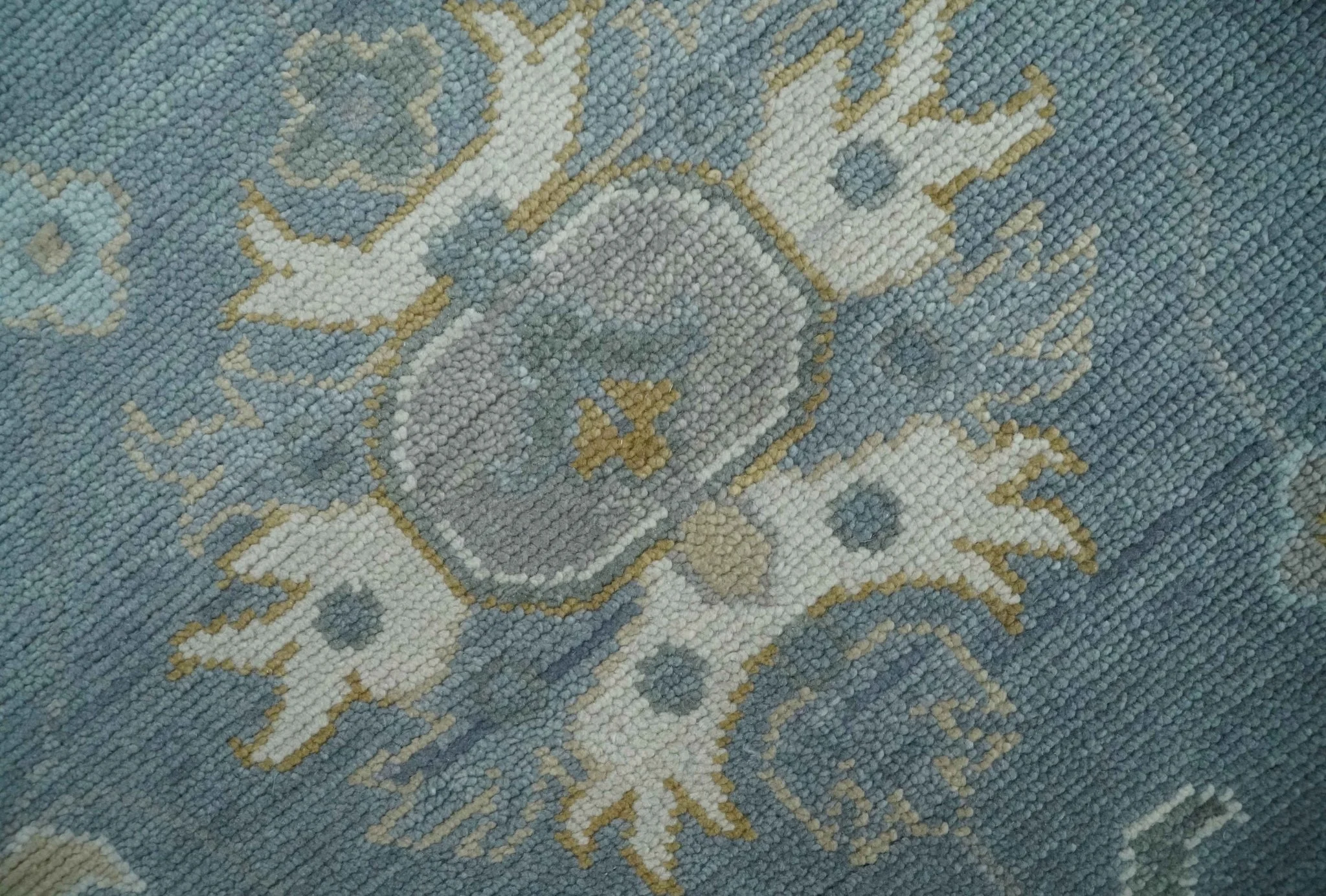 Custom Made Blue and Aqua Hand Knotted Traditional Oushak Wool Area Rug - Image 4
