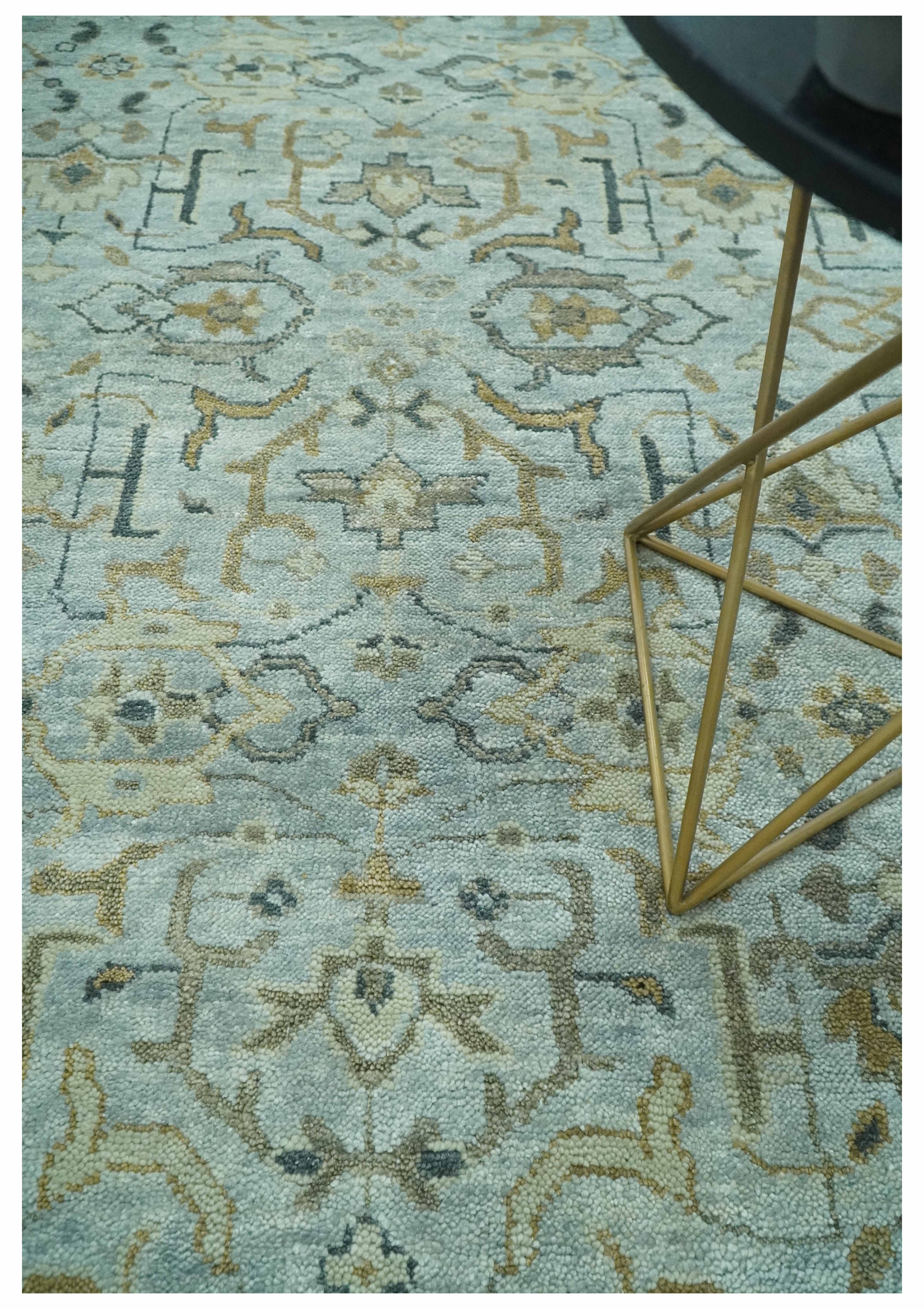 Blue and Beige Hand Knotted Traditional Oriental Oushak 8x10 wool area Rug - Image 2