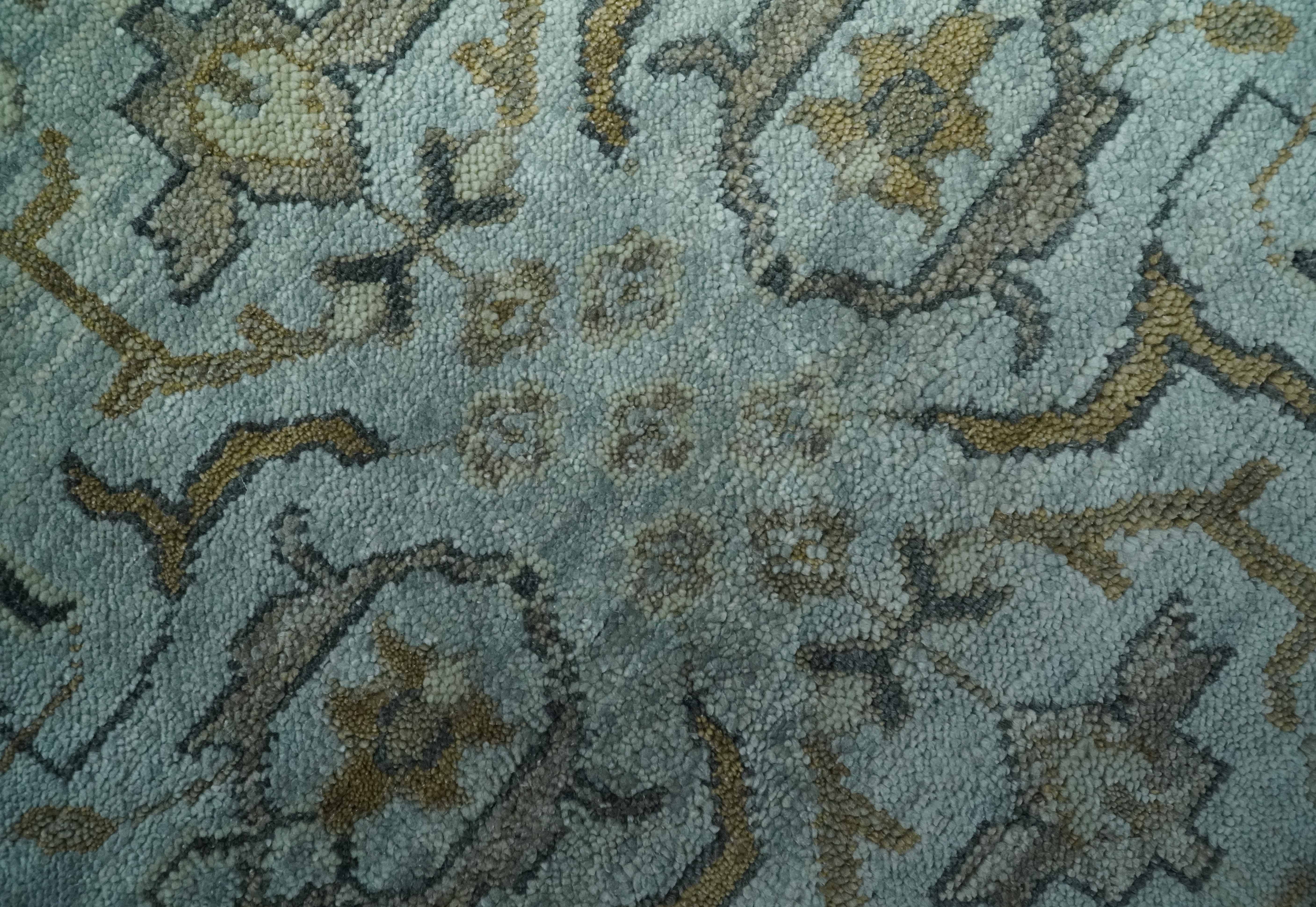 Blue and Beige Hand Knotted Traditional Oriental Oushak 8x10 wool area Rug - Image 4