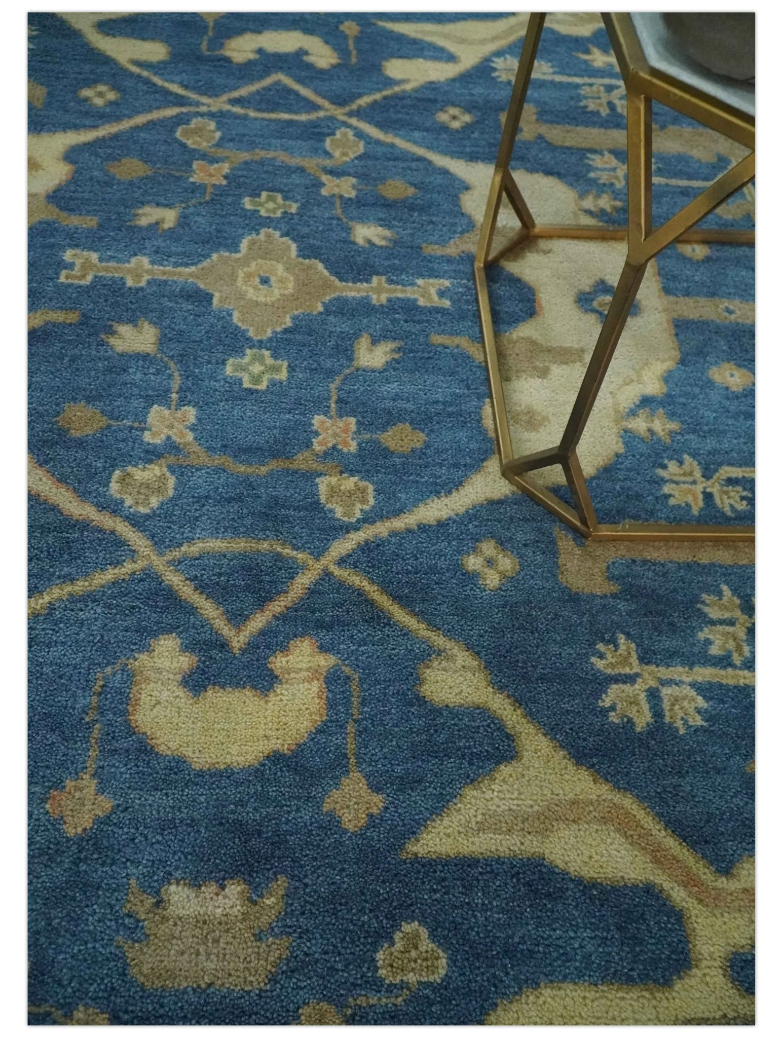 Blue and Beige Hand Knotted Traditional Oriental Oushak 8x10 wool Area Rug - Image 2