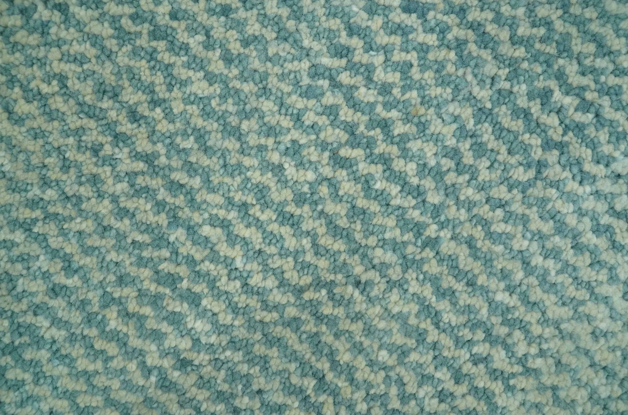 Custom Made Blue and Beige Stripes Design Contemporary Hand Knotted wool Area Rug - Image 2