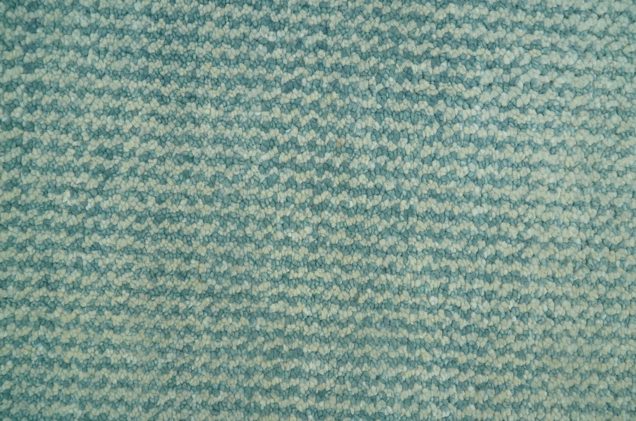 Custom Made Blue and Beige Stripes Design Contemporary Hand Knotted wool Area Rug - Image 3