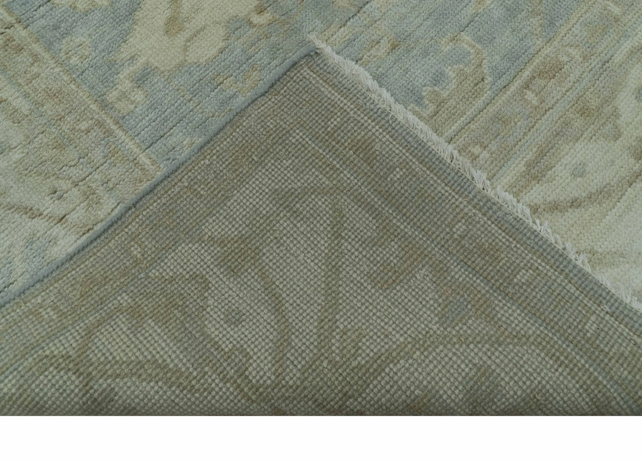 Blue And Beige Traditional Oushak Design Hand Knotted 6x9 wool area rug - Image 8