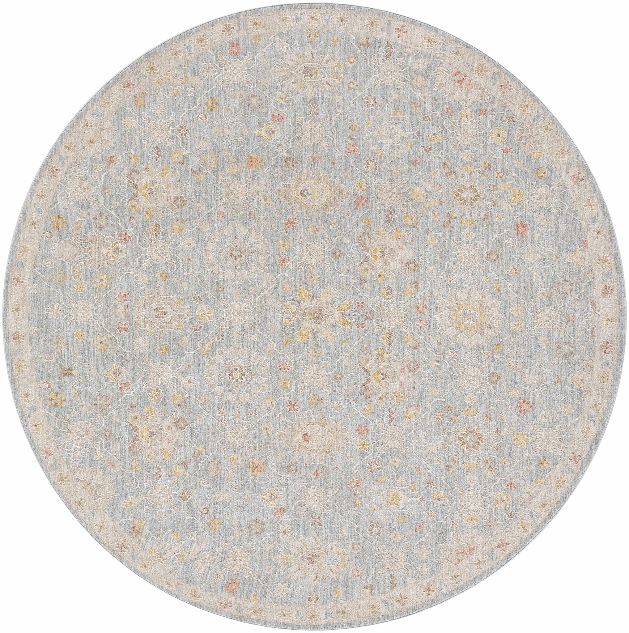 Blue And Beige Traditional Oushak Design Machine Woven Rug - Image 6