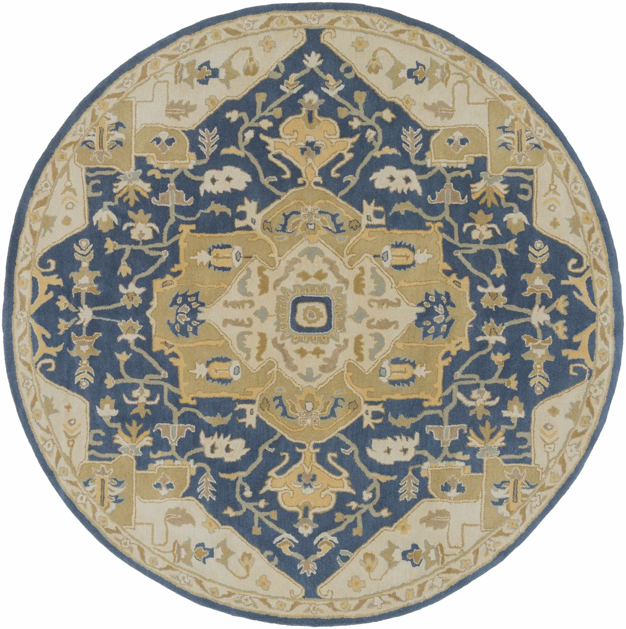 Blue And Beige Traditional Style Hand Tufted Wool Rug - Image 11