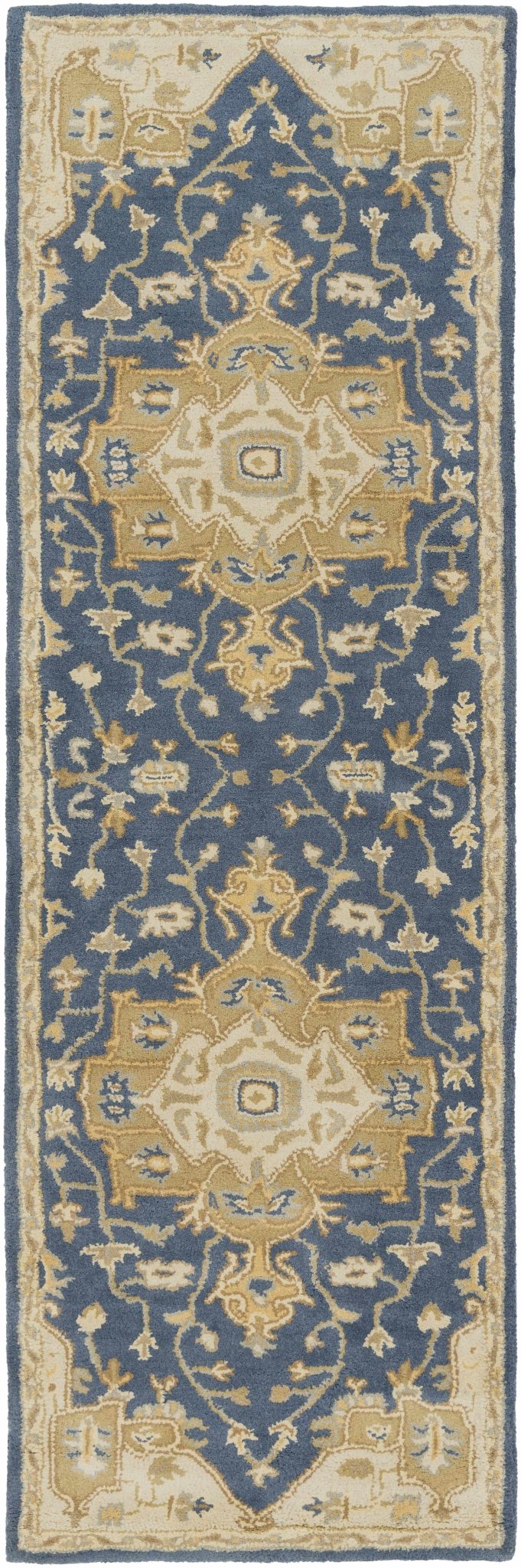 Blue And Beige Traditional Style Hand Tufted Wool Rug - Image 13
