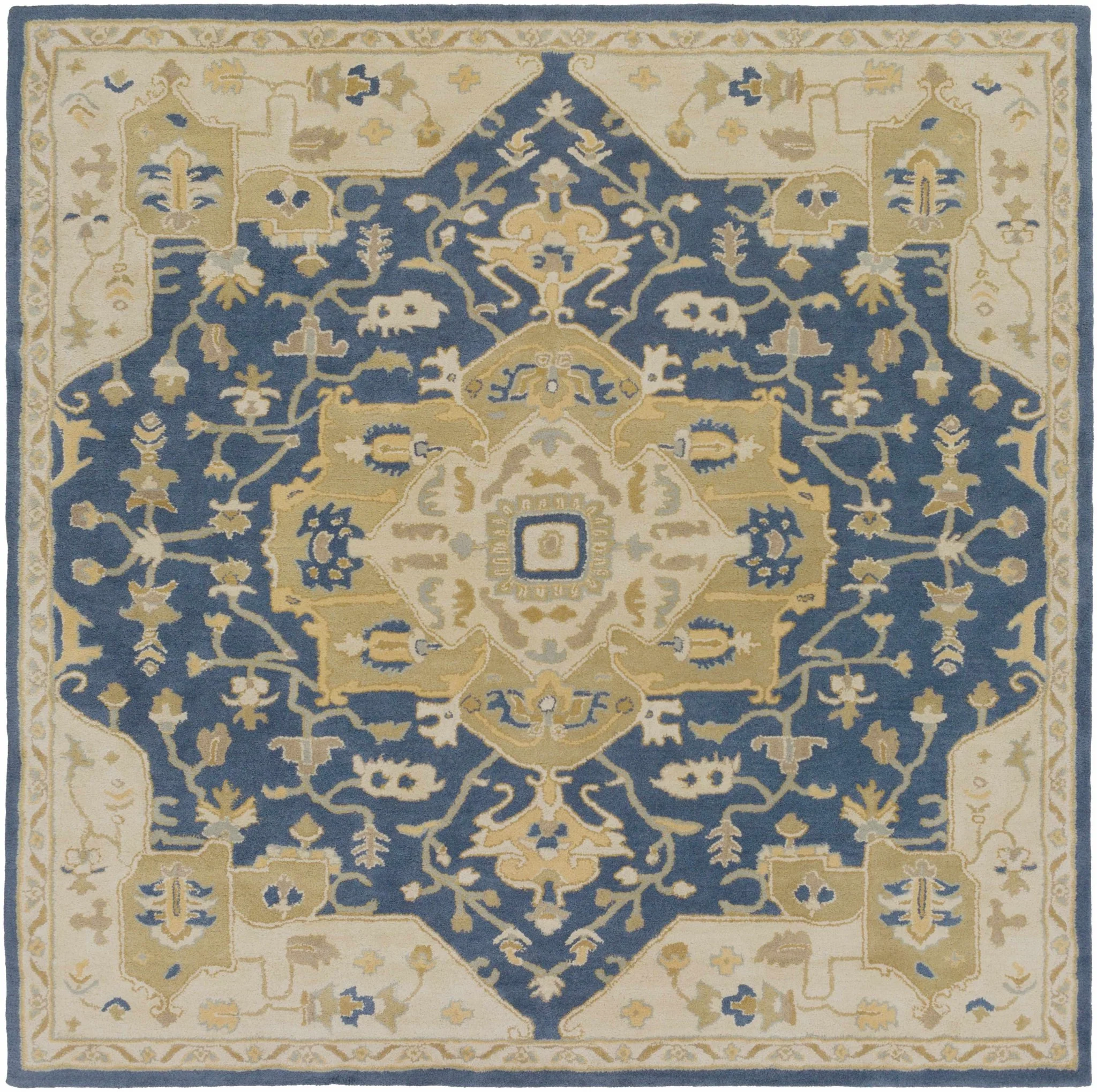 Blue And Beige Traditional Style Hand Tufted Wool Rug - Image 17