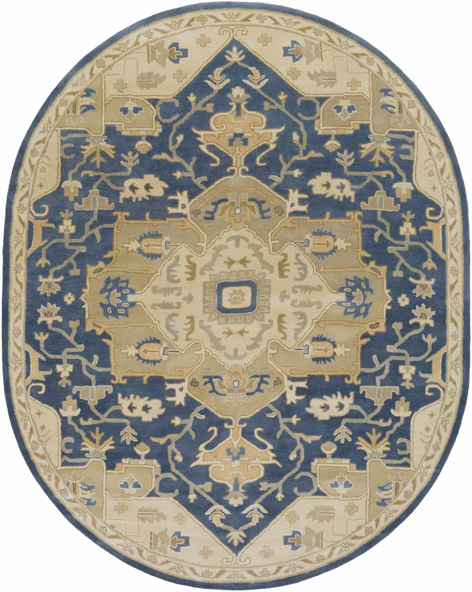Blue And Beige Traditional Style Hand Tufted Wool Rug - Image 20