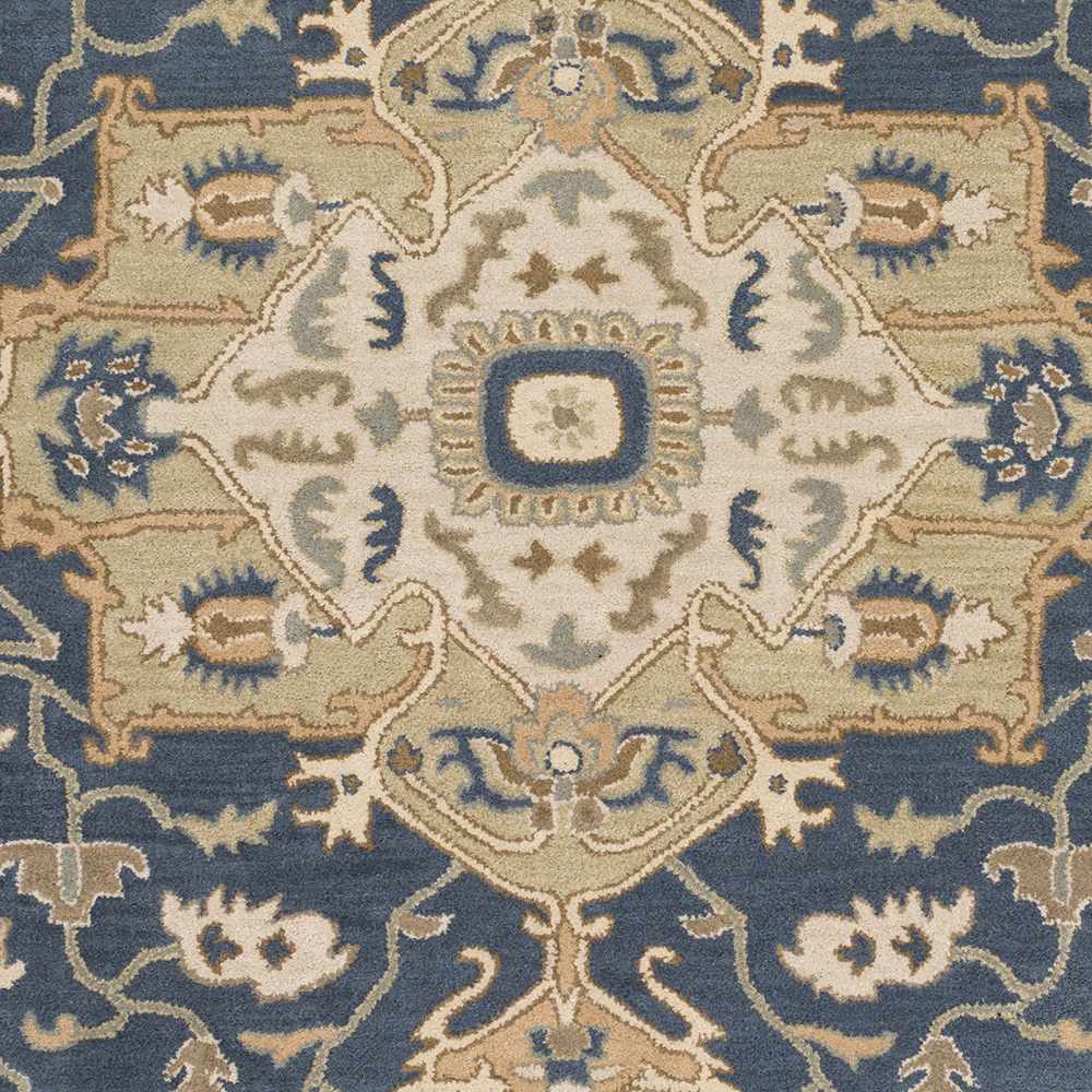 Blue And Beige Traditional Style Hand Tufted Wool Rug - Image 5