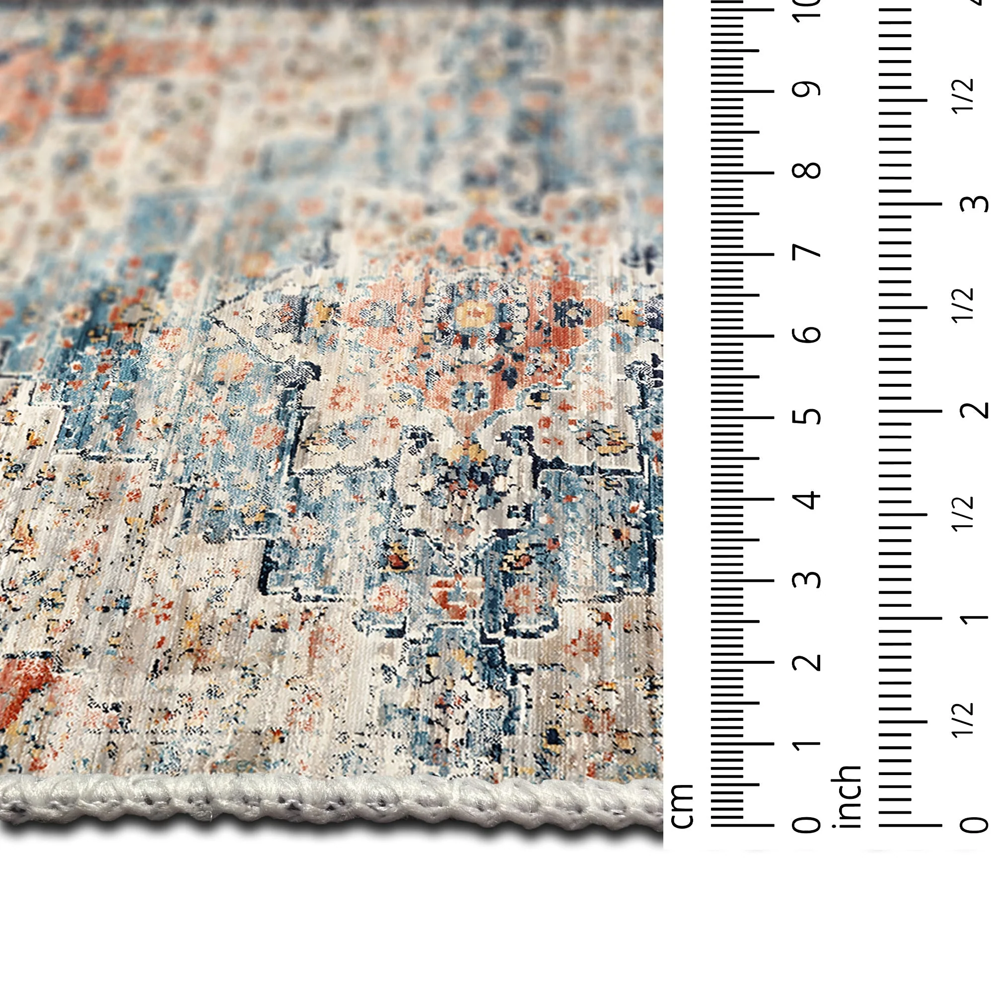 Blue And Beige Transitional Design Machine Washable Area Rug - Image 8