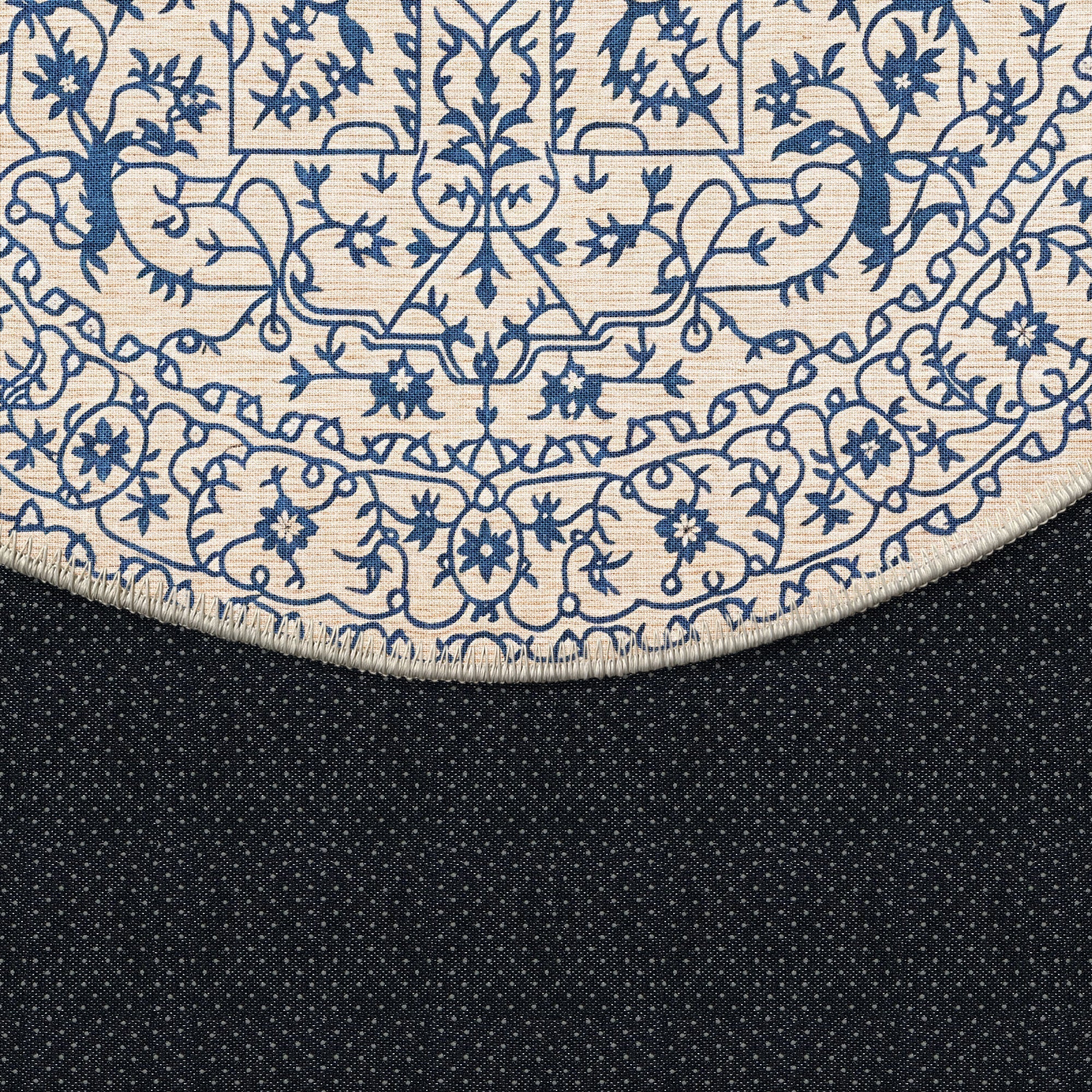 Blue And Beige Traditional Style Machine Washable Area Rug - Image 7