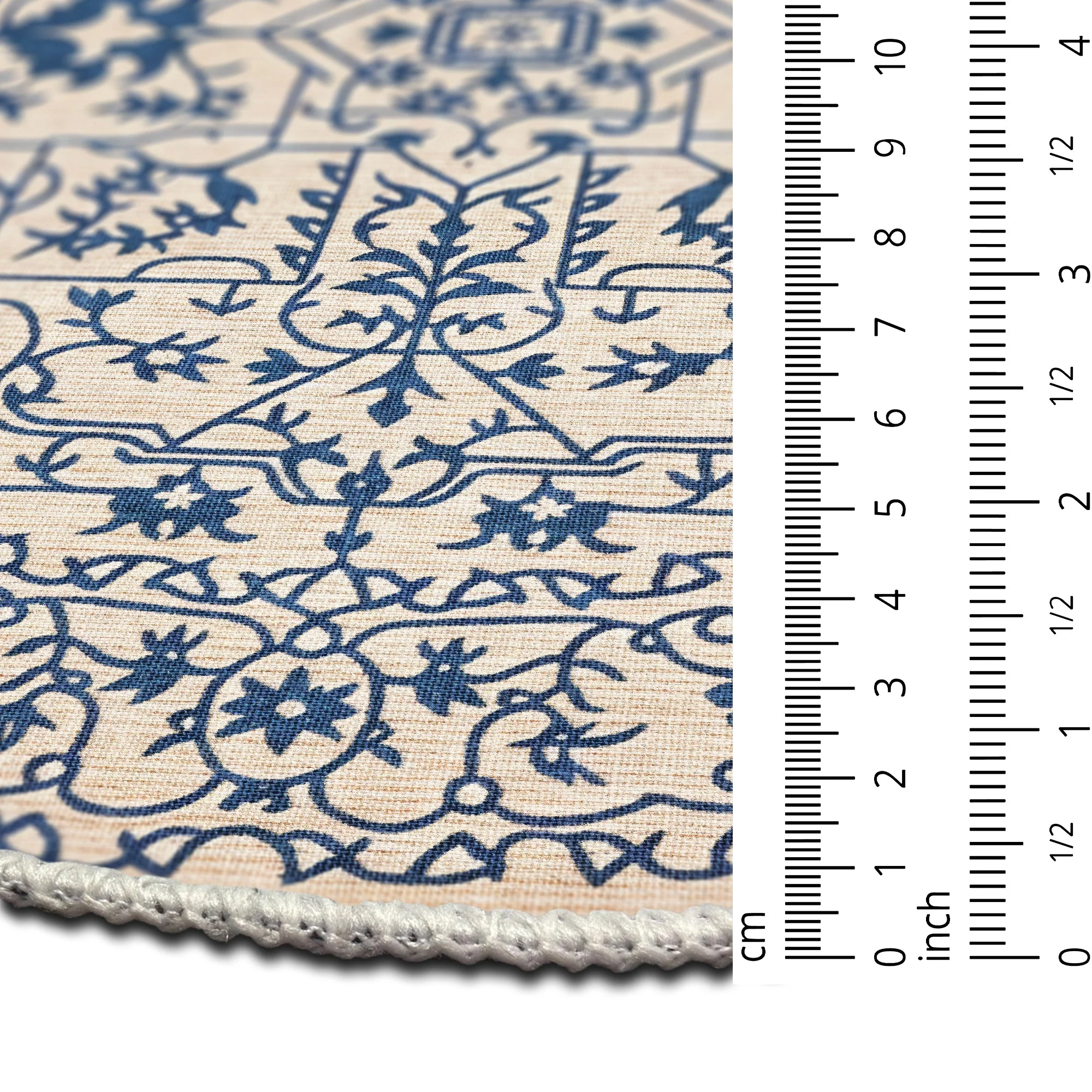 Blue And Beige Traditional Style Machine Washable Area Rug - Image 8