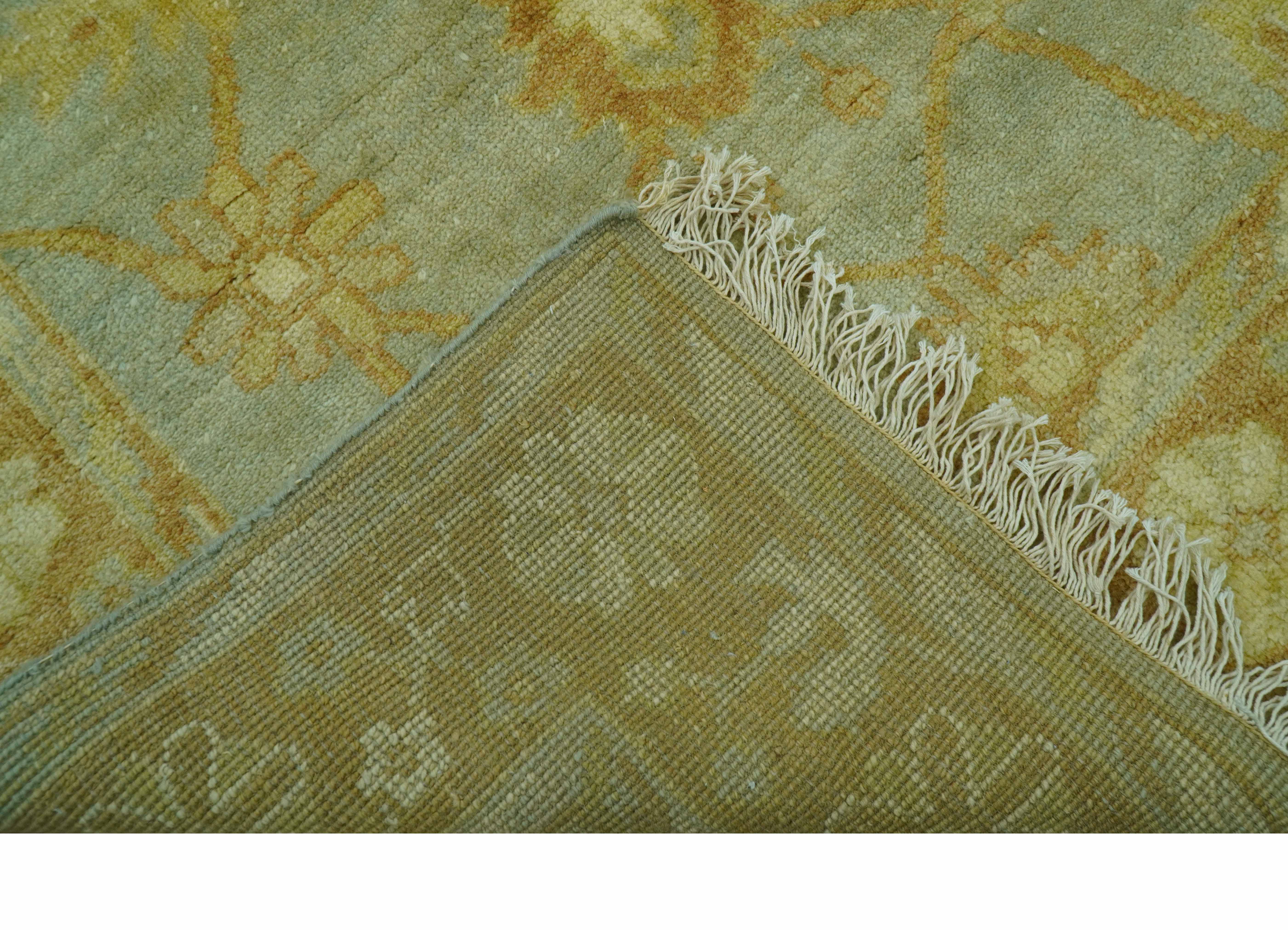 Blue And Brown Traditional Oushak Design 4x6 Hand Knotted Wool Area Rug - Image 6