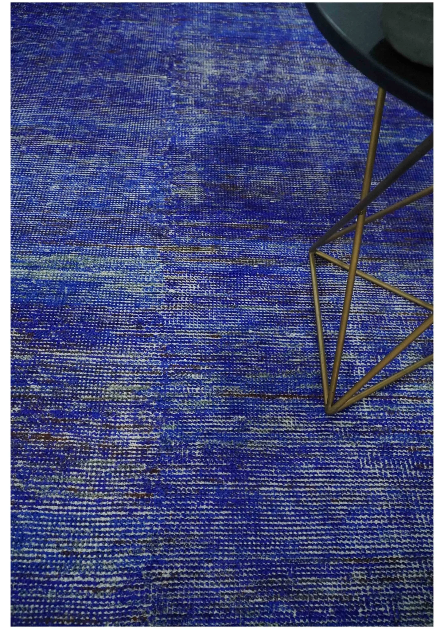Blue and Charcoal Modern Abstract Hand knotted 8x10 Art Silk Area Rug - Image 2