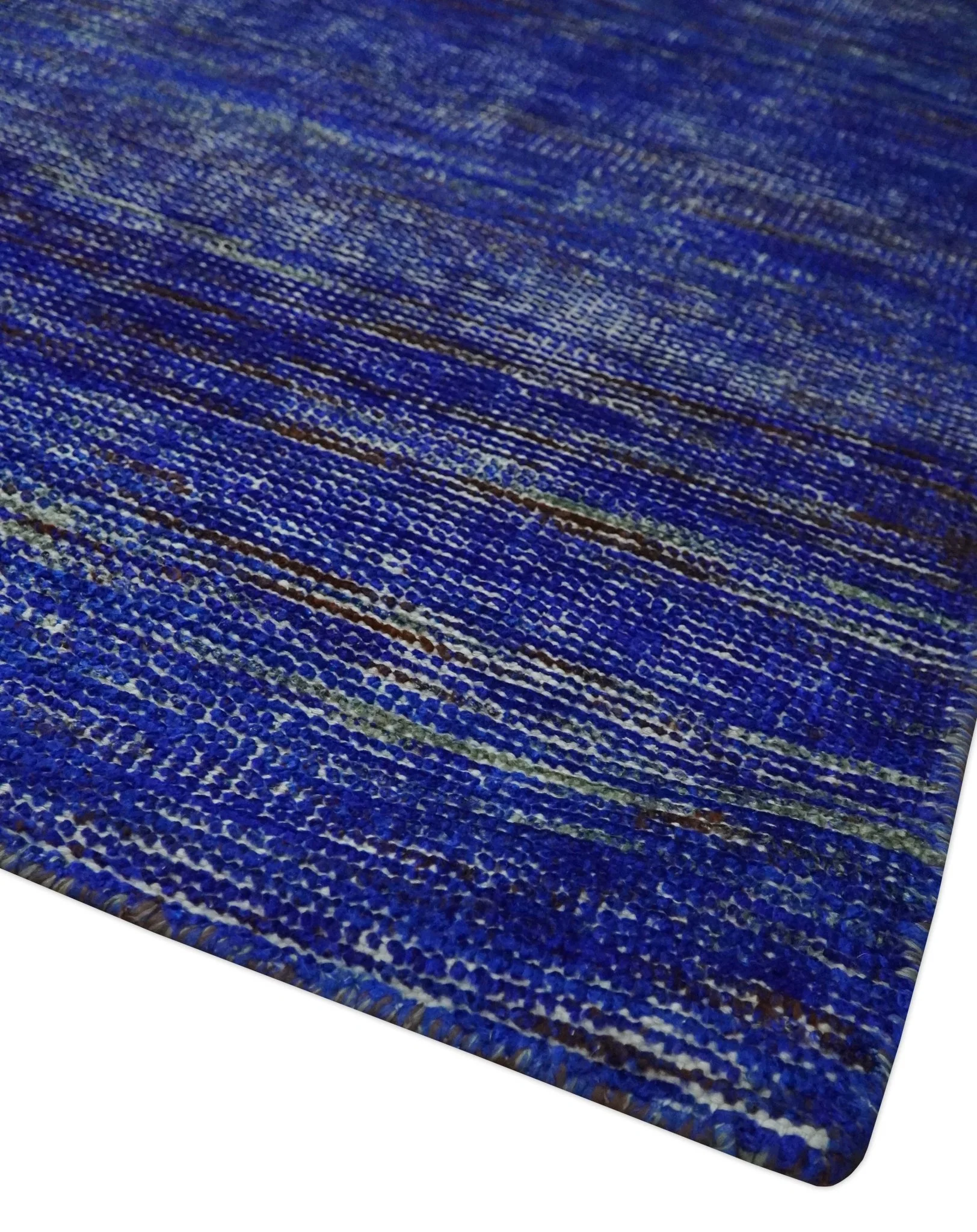 Blue and Charcoal Modern Abstract Hand knotted 8x10 Art Silk Area Rug - Image 5