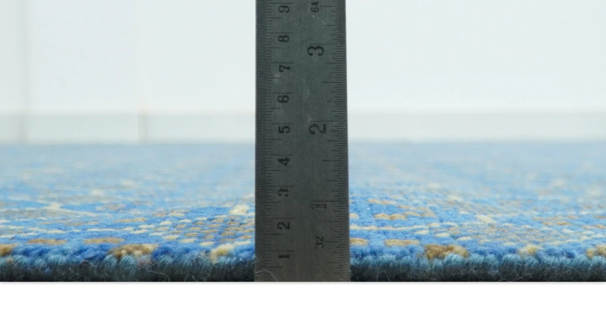 Blue and Charcoal geometrical honey comb design Hand knotted Wool Area Rug - Image 6