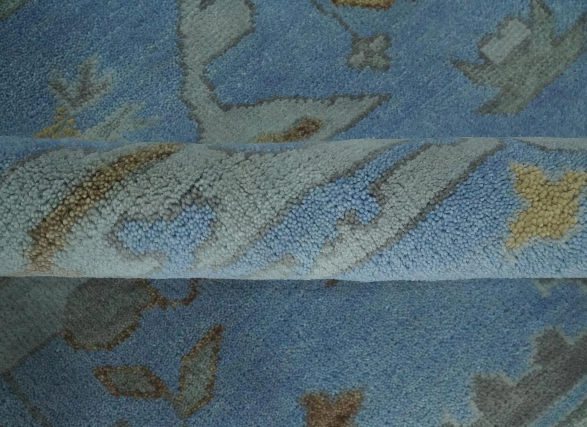Blue and Gray Hand knotted Oriental Oushak 9x12 wool Area Rug - Image 7