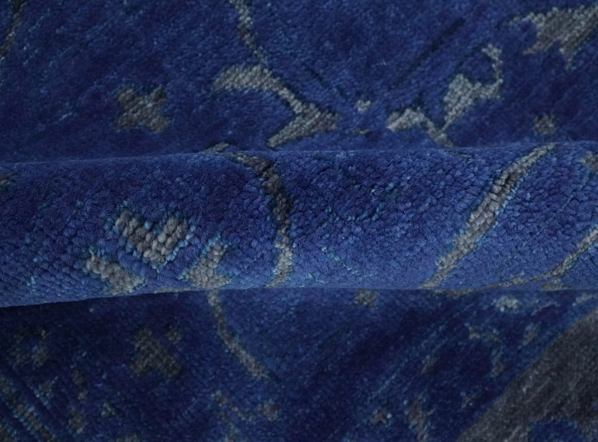 Blue and Gray Hand knotted Oriental Oushak Multi Size wool Area Rug - Image 6