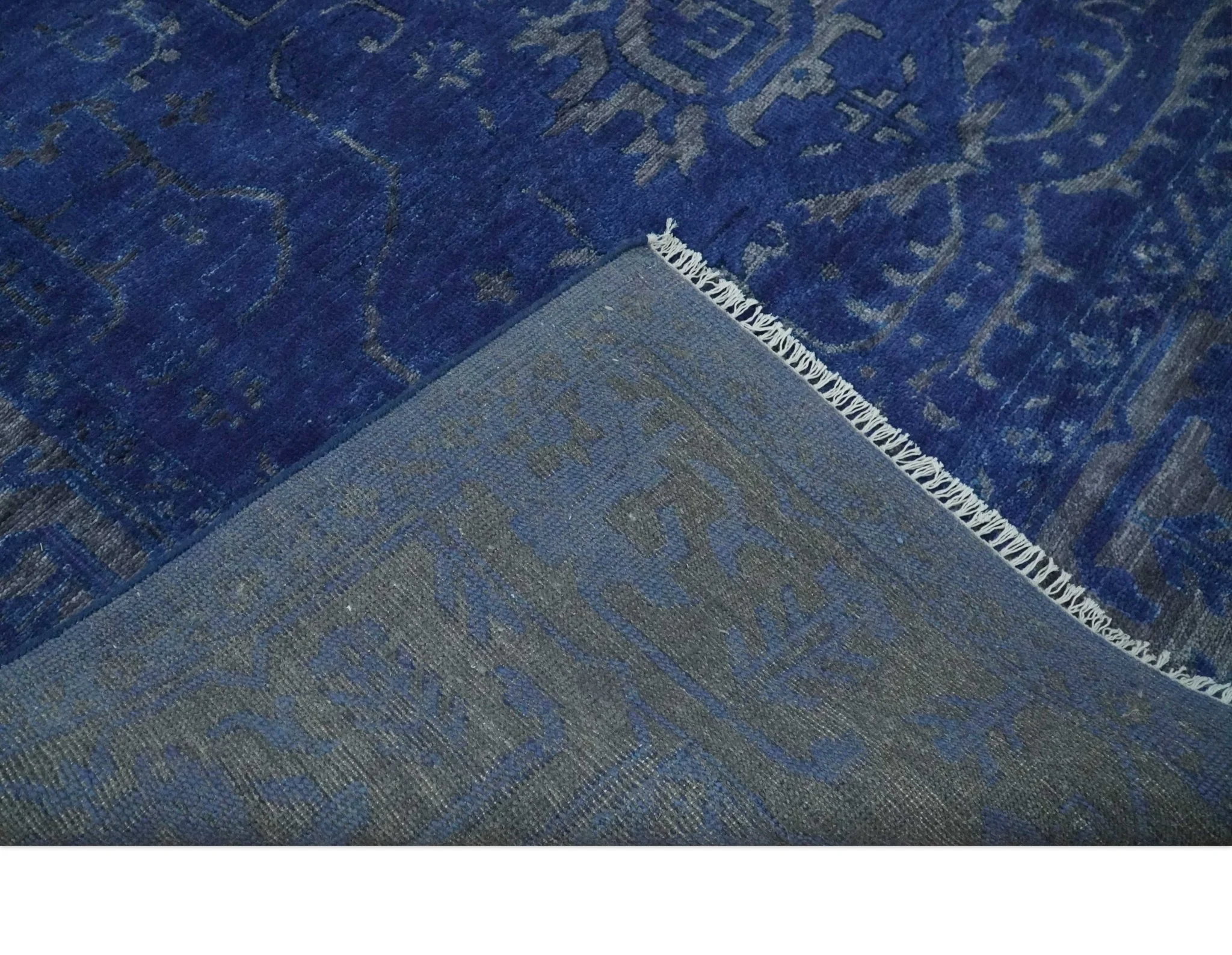 Ready to Ship Blue and Gray Hand knotted Oushak 8x10 and 9x12 wool Area Rug - Image 6