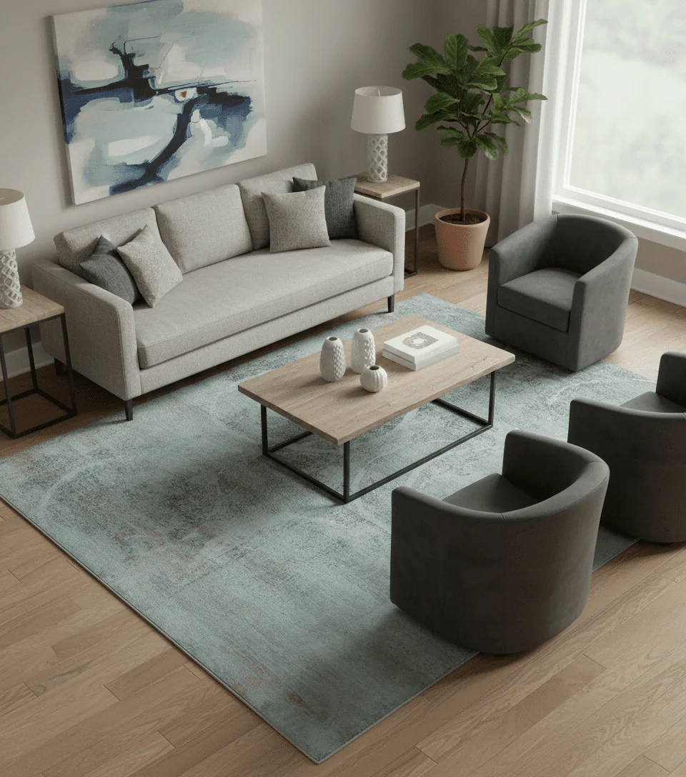 Blue And Beige Modern Abstract Design Hand Knotted 8x10 Bamboo Silk Area Rug - Image 2