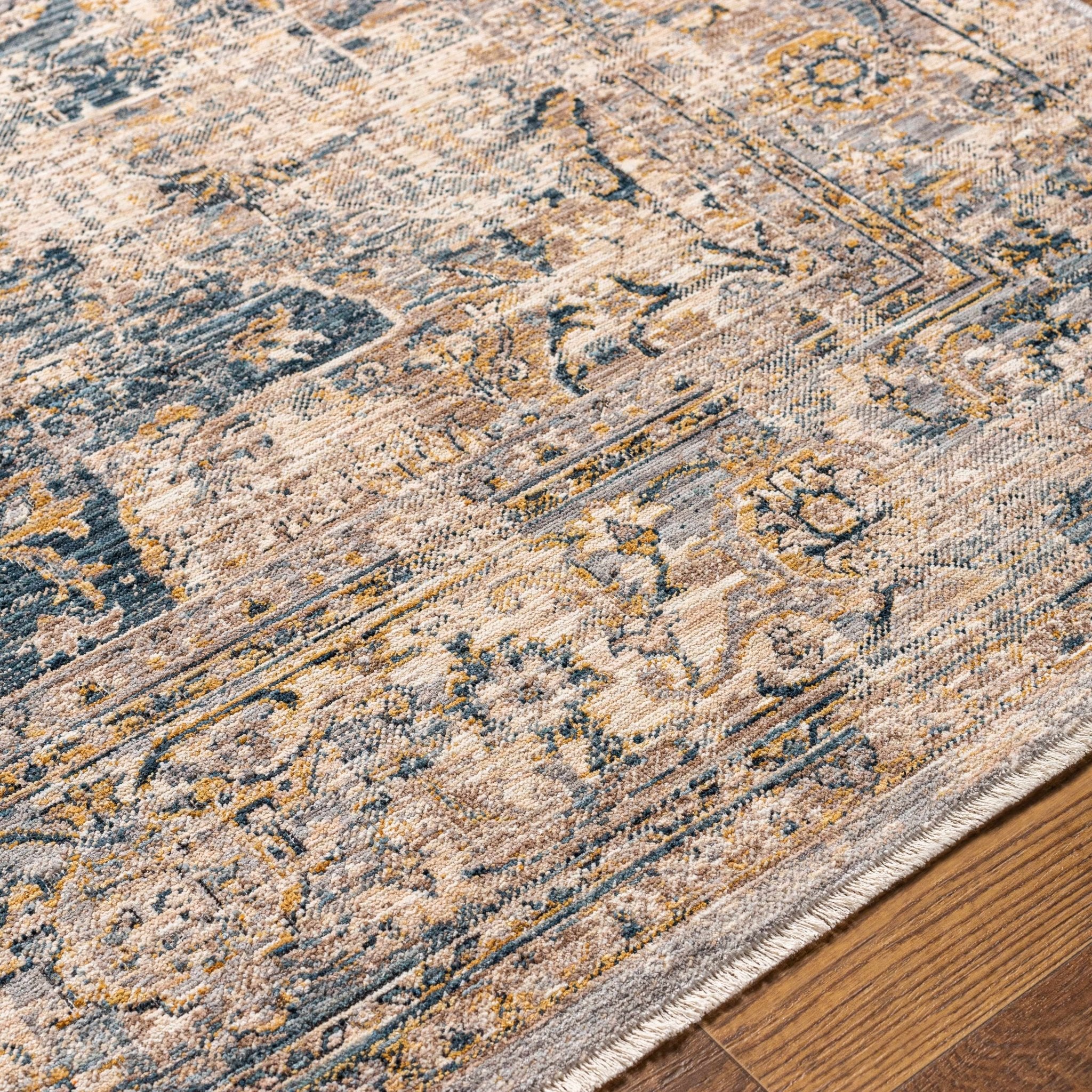 Blue And Gray Traditional Style Machine Woven Rug - Image 4