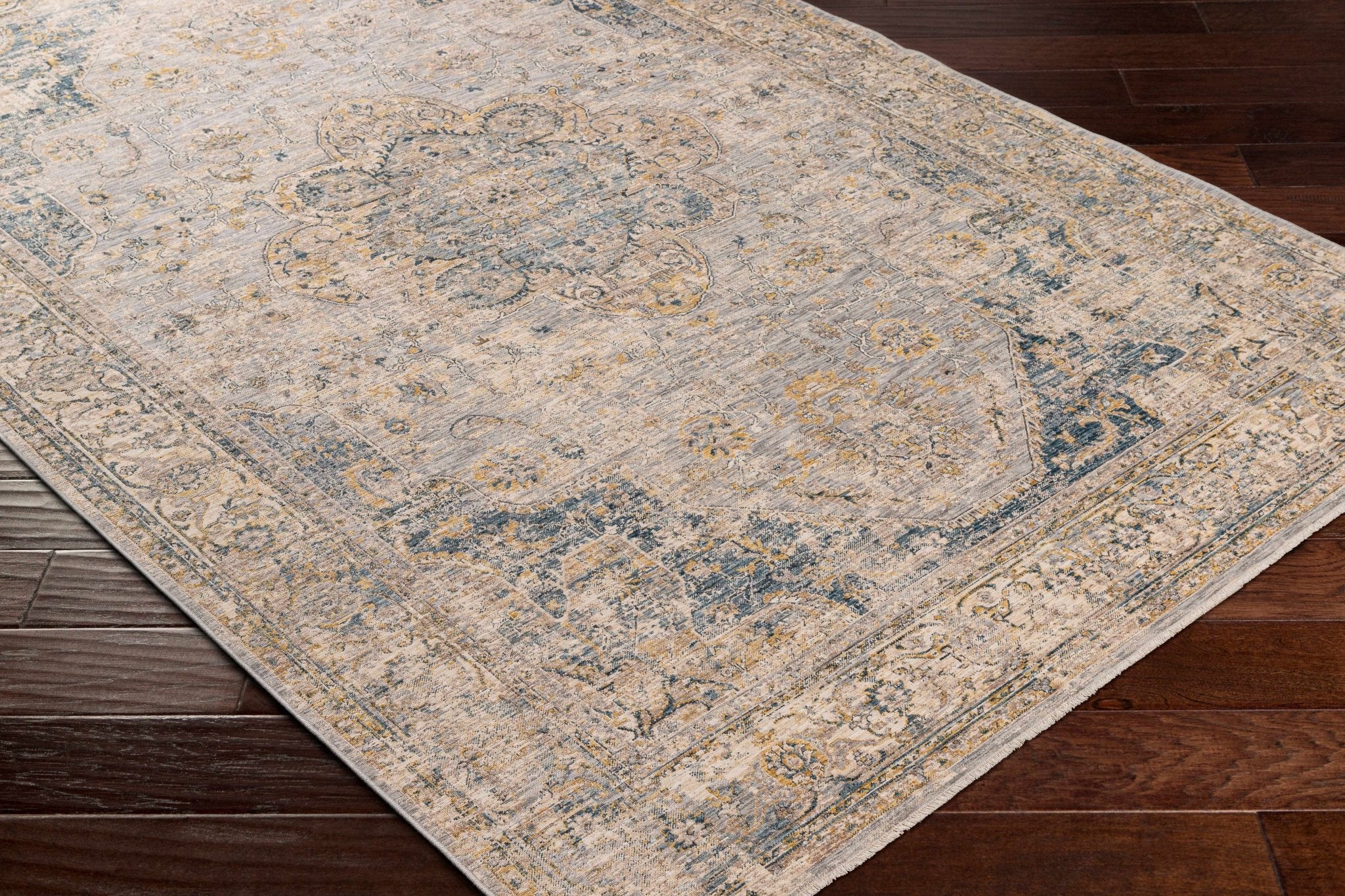 Blue And Gray Traditional Style Machine Woven Rug - Image 6