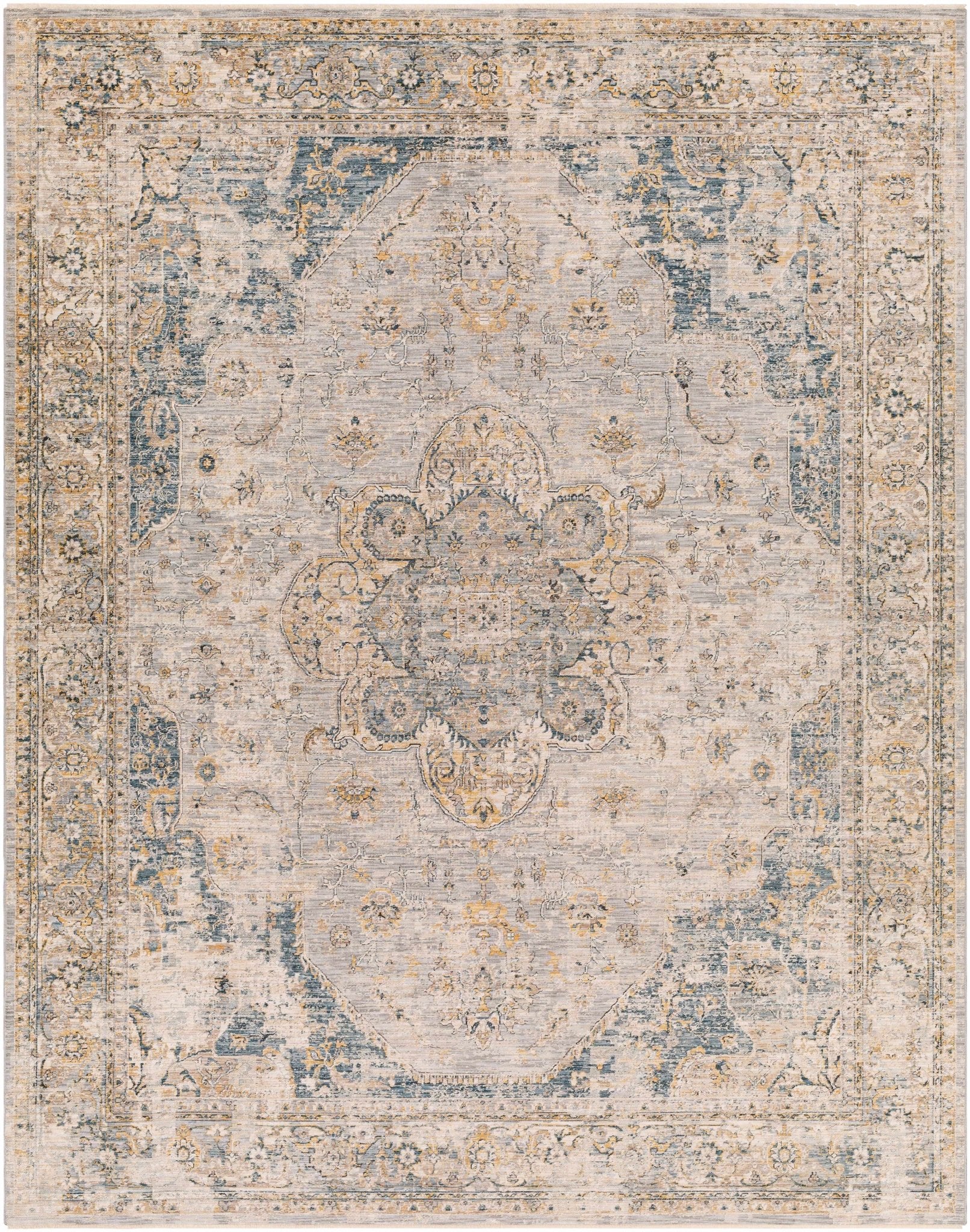 Blue And Gray Traditional Style Machine Woven Rug - Image 9