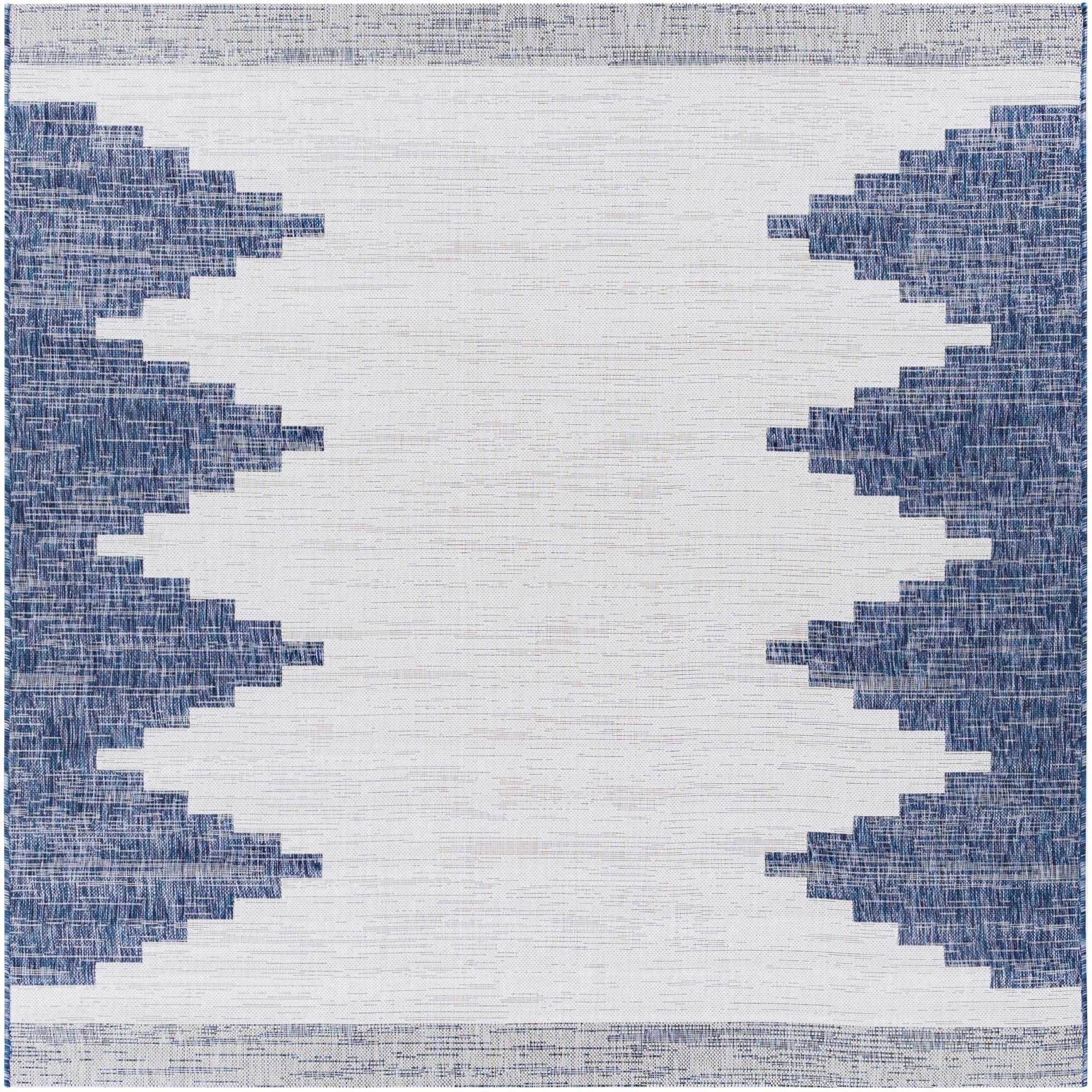 Blue and Ivory Geometrical Indoor and Outdoor Multi Size Washable Area Rug - Image 6