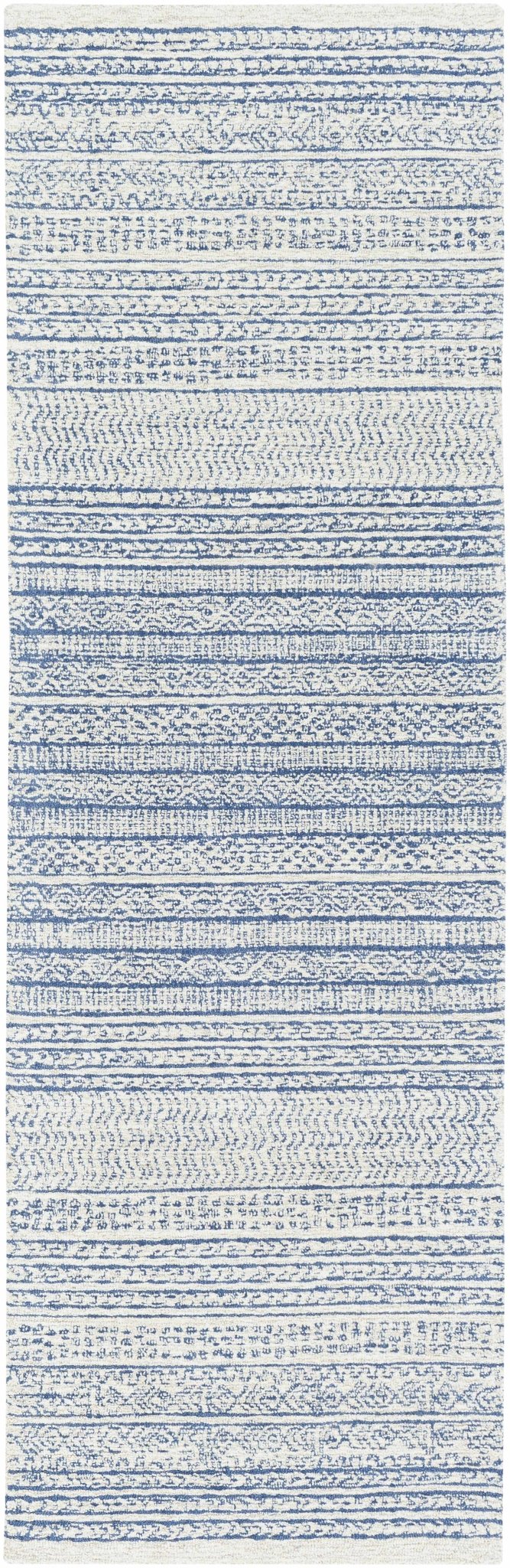 Tribal Design Blue and Ivory Hand Tufted Stripes design multi Size wool area Rug - Image 10